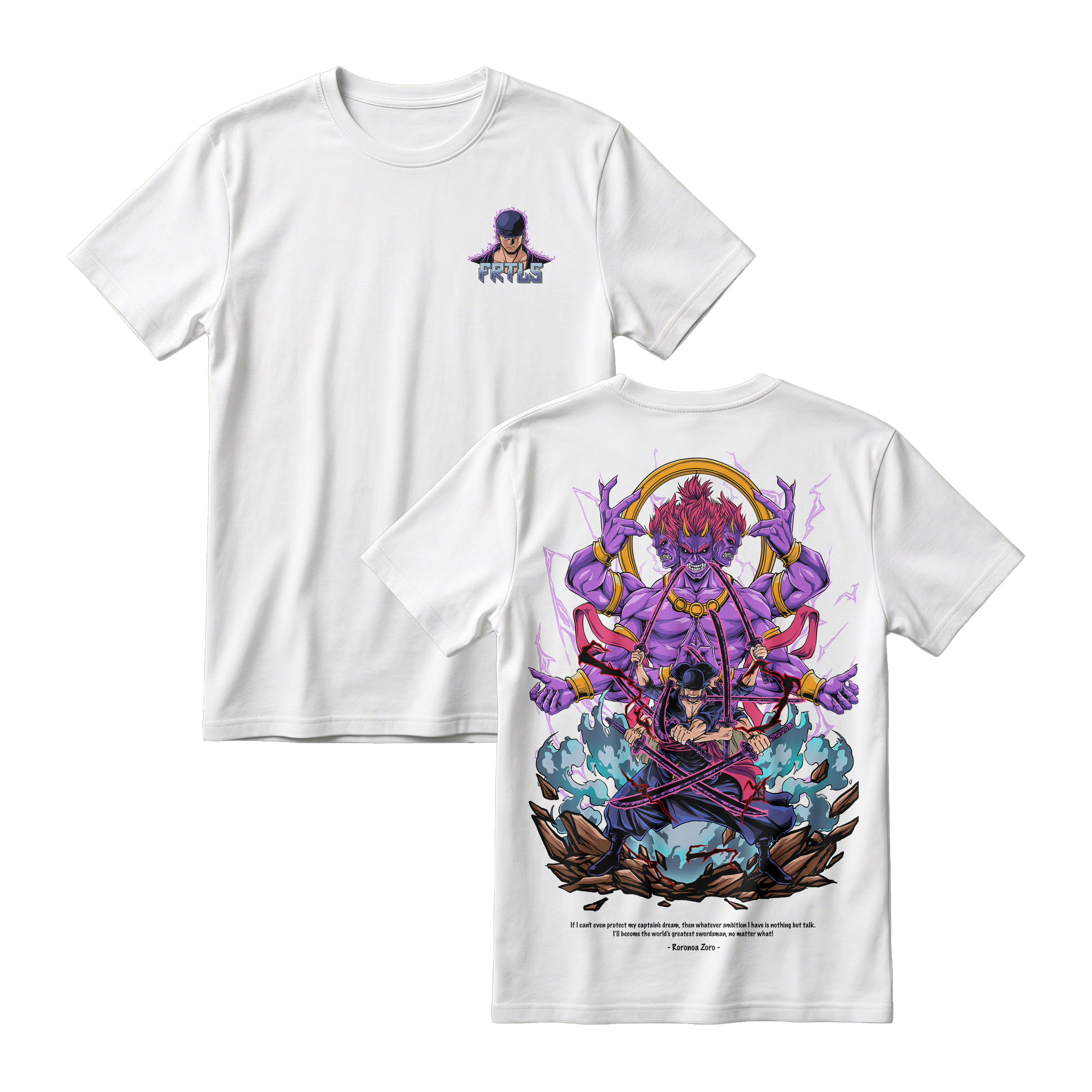 Anime One Piece Roronoa Zoro Short Sleeve Tee - WHITE