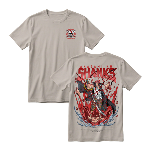 Anime One Piece Akagami no Shanks Short Sleeve Tee - BONE