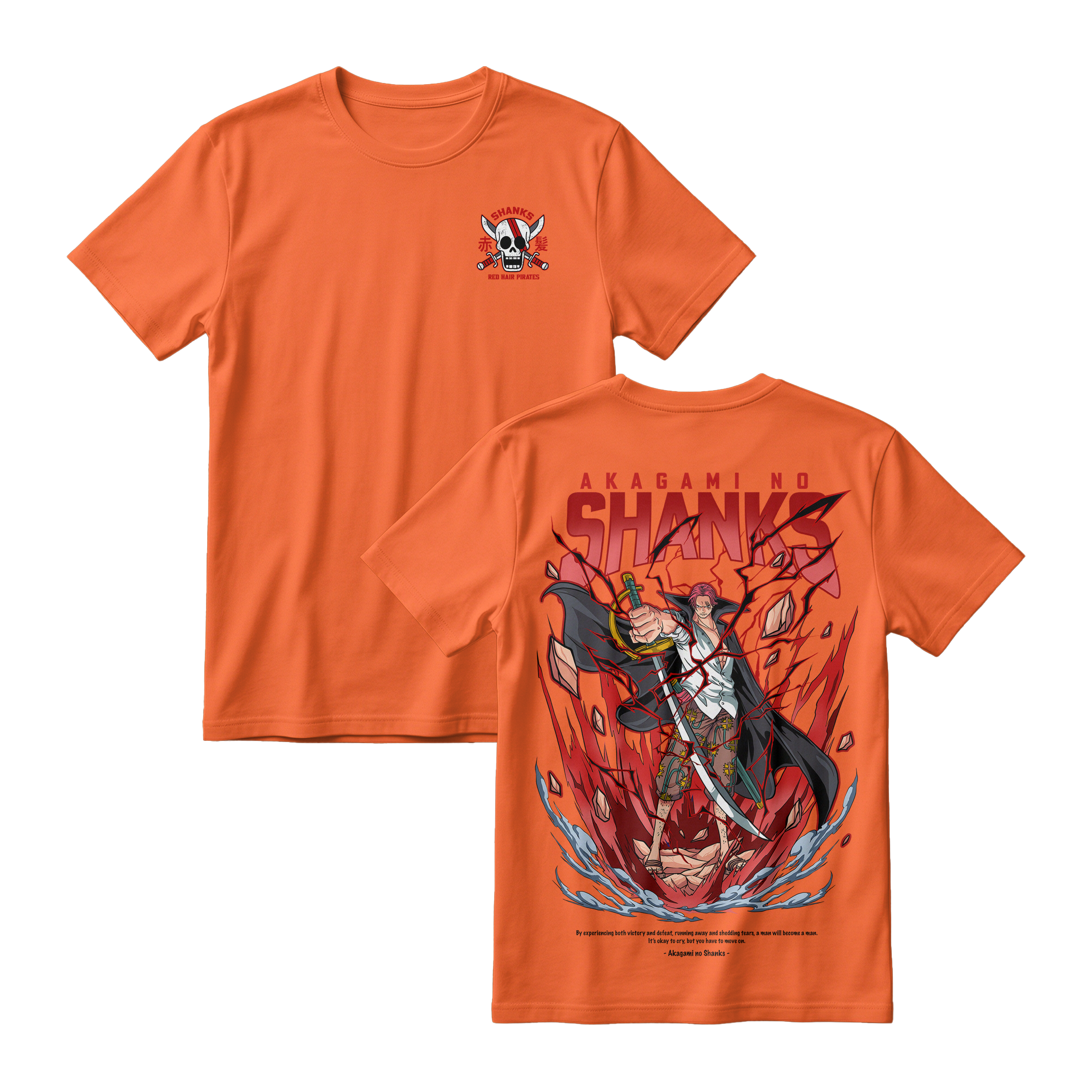 Anime One Piece Akagami no Shanks Short Sleeve Tee - BRICK