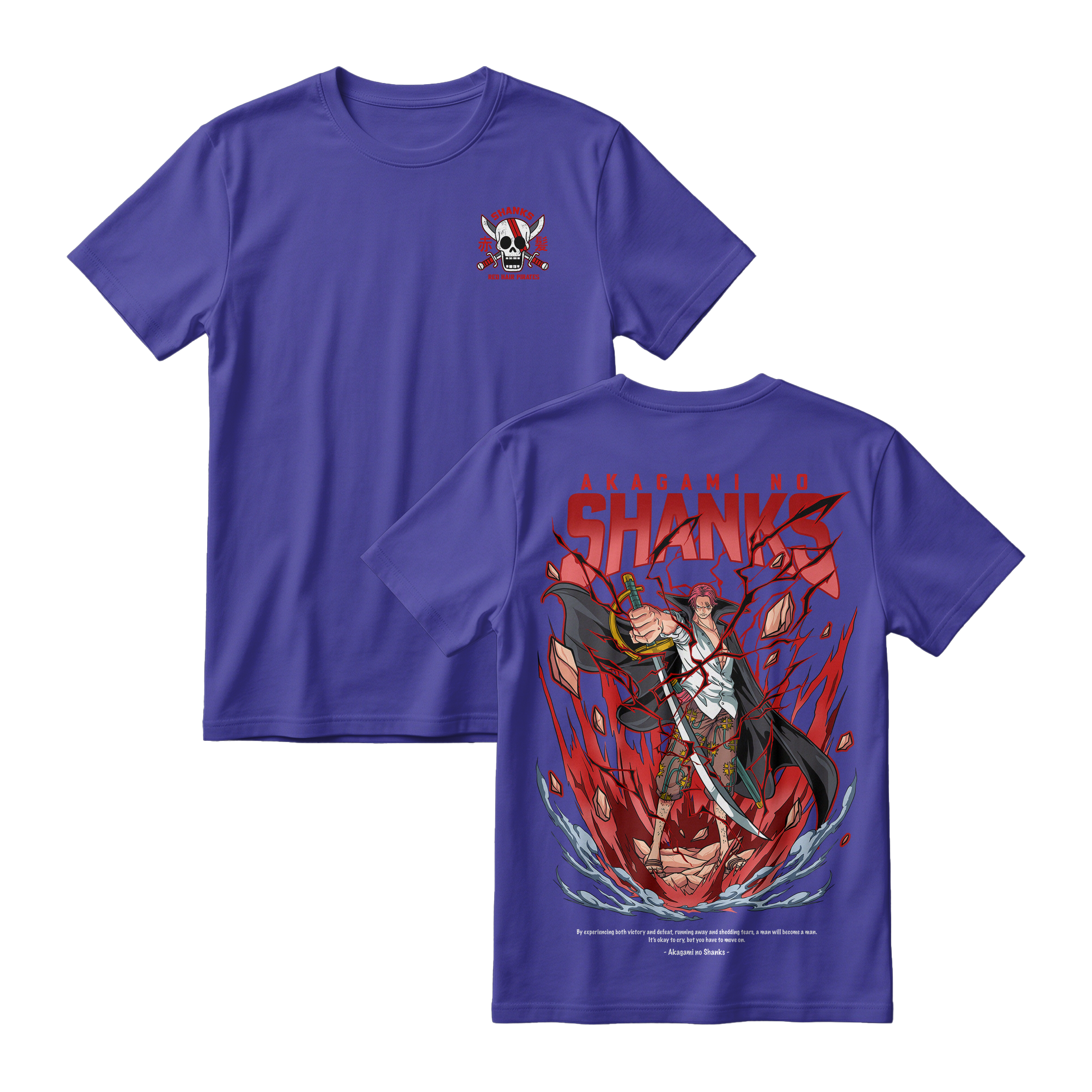 Anime One Piece Akagami no Shanks Short Sleeve Tee - CADBURY