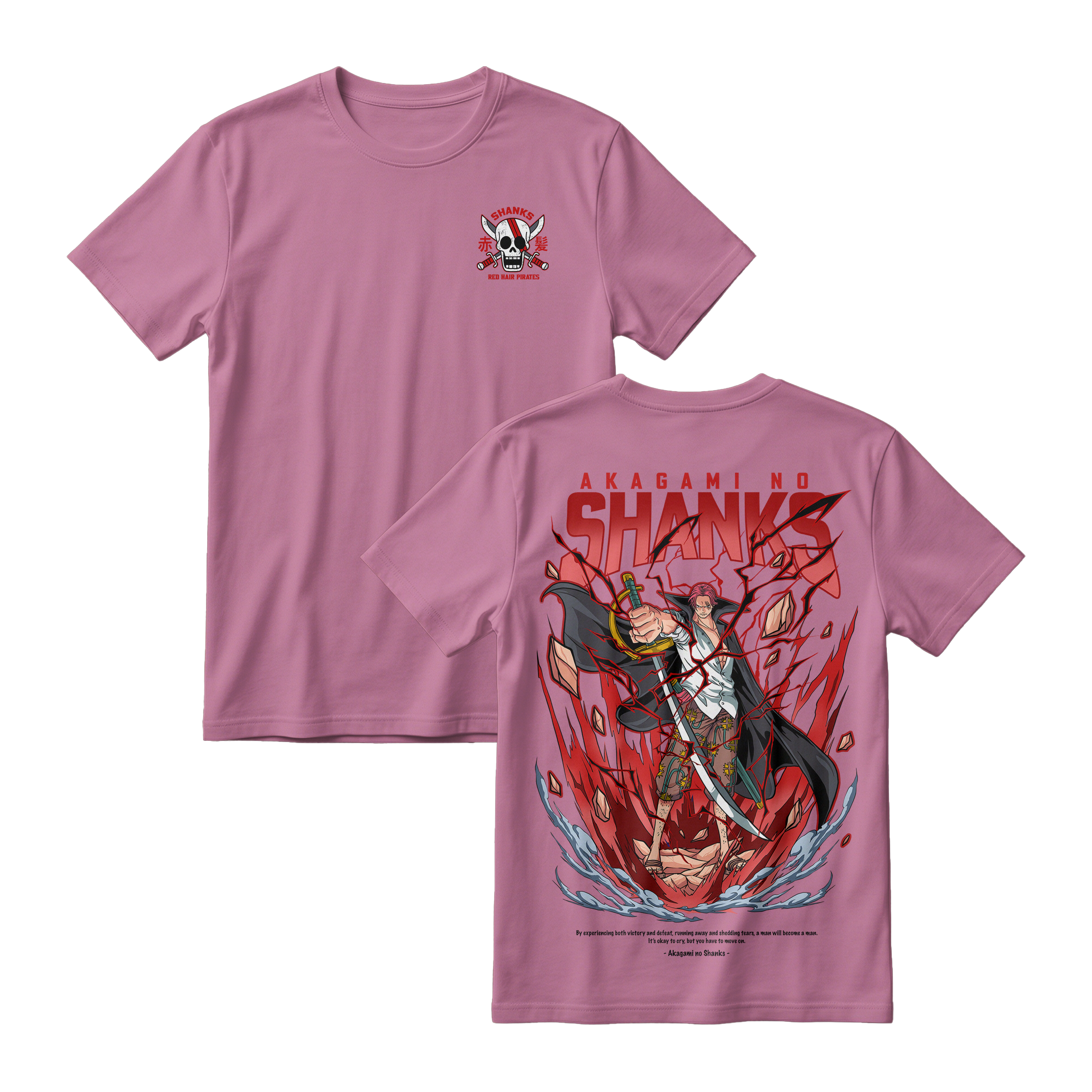 Anime One Piece Akagami no Shanks Short Sleeve Tee - LAVENDER