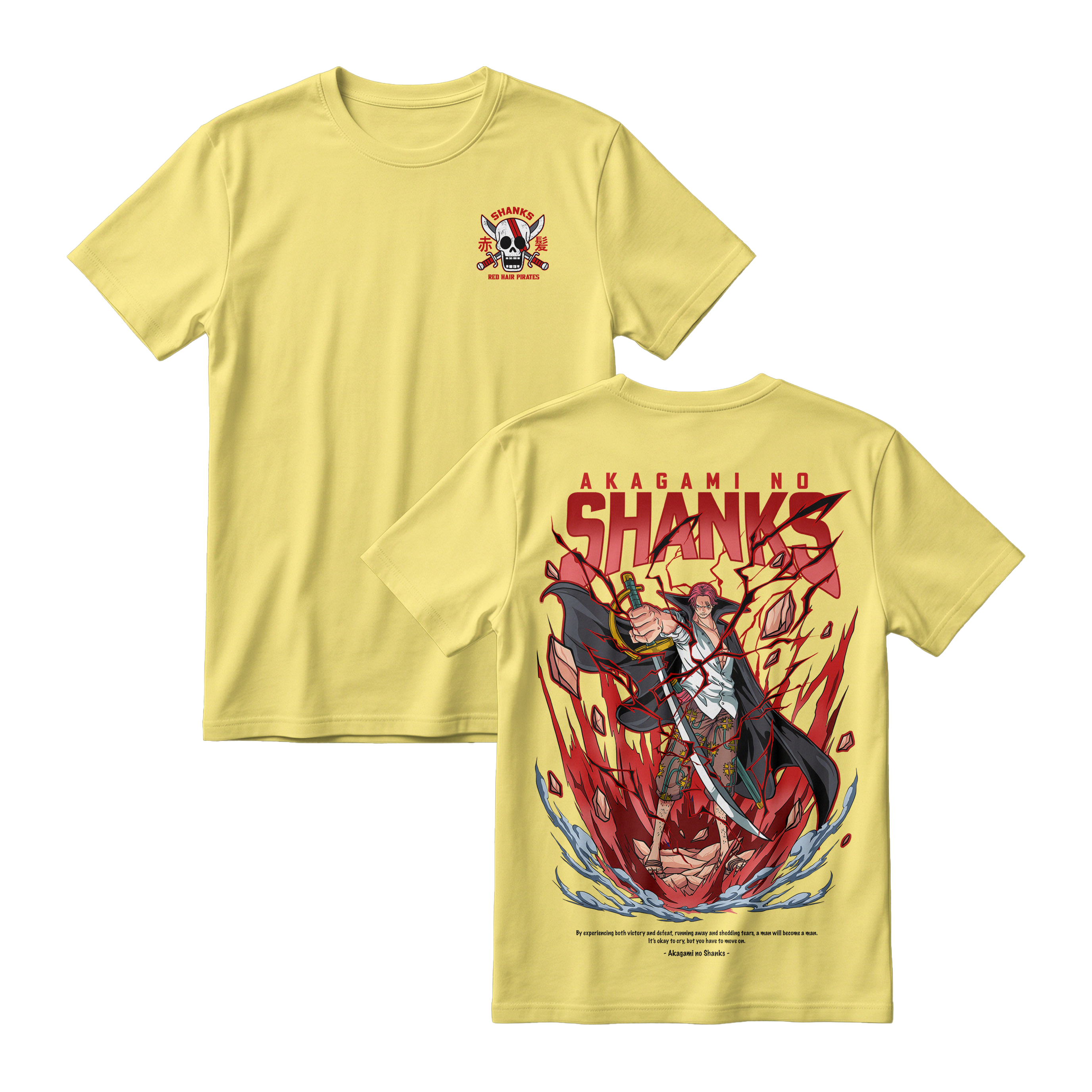 Anime One Piece Akagami no Shanks Short Sleeve Tee - LEMON