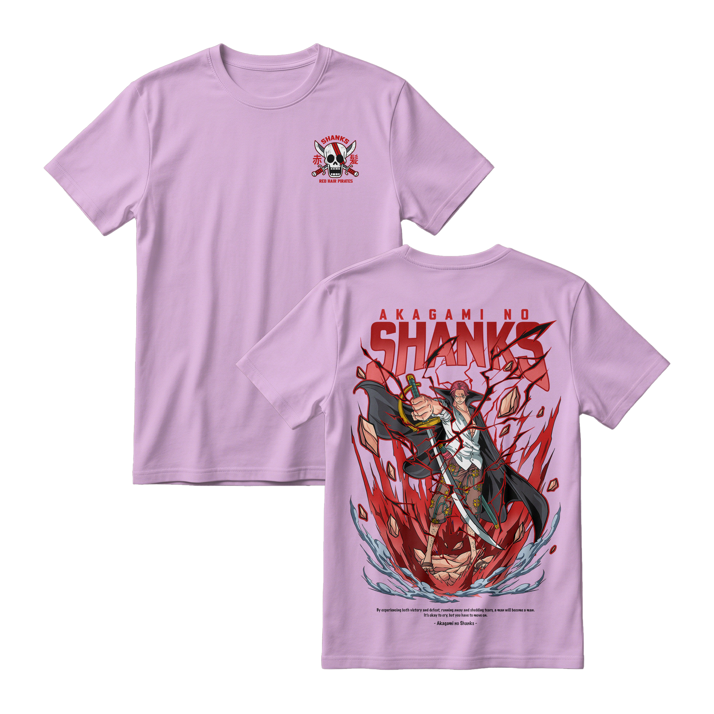 Anime One Piece Akagami no Shanks Short Sleeve Tee - LILAC