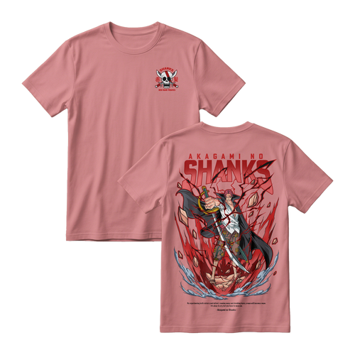 Anime One Piece Akagami no Shanks Short Sleeve Tee - PASTEL-PINK