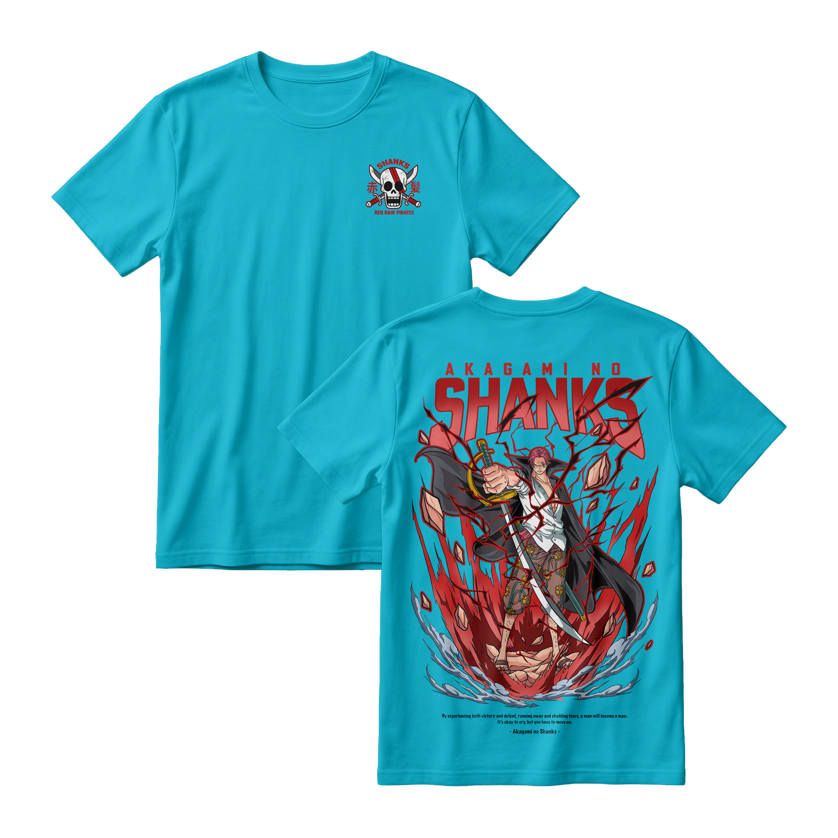 Anime One Piece Akagami no Shanks Short Sleeve Tee - TIFFANY