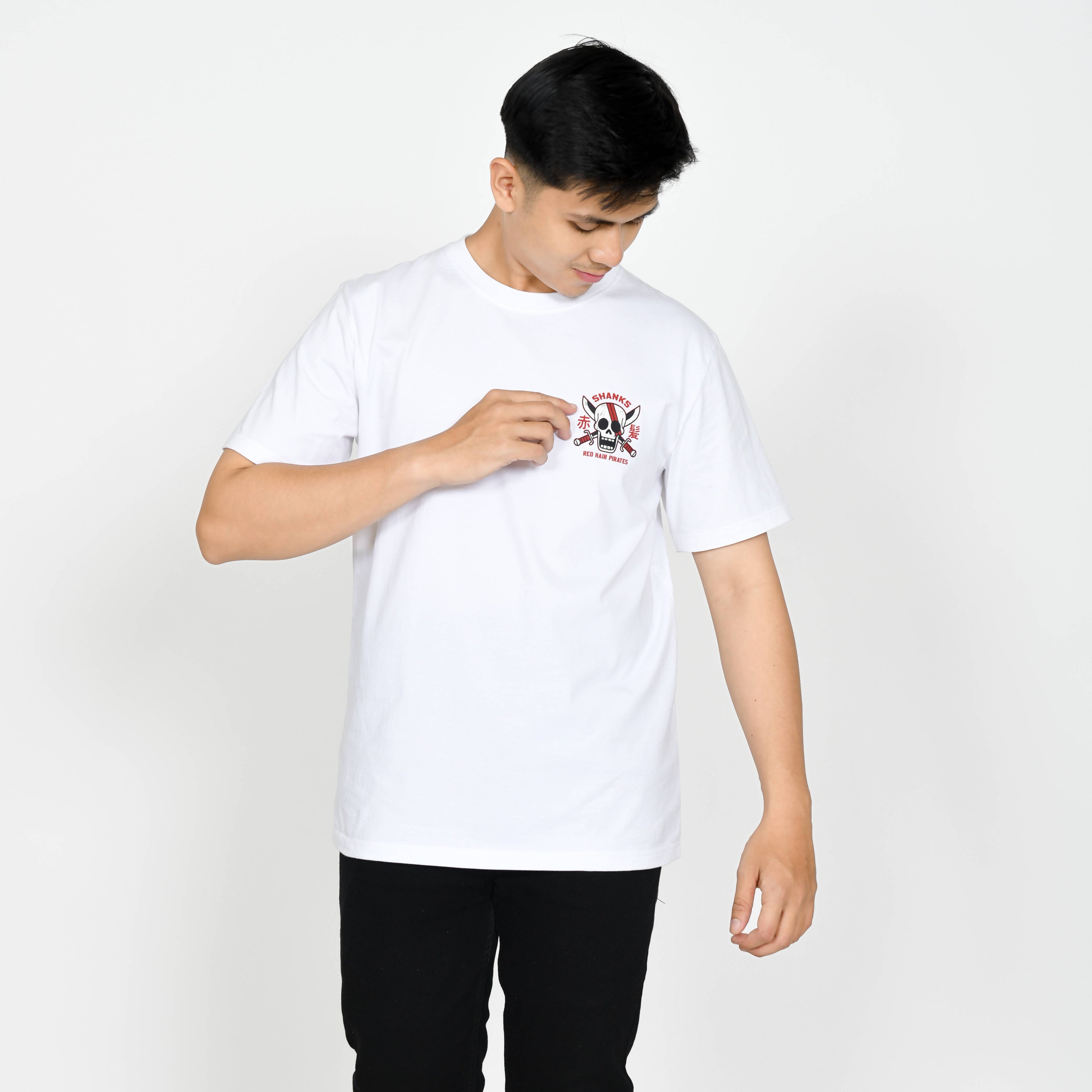 Anime One Piece Akagami no Shanks Short Sleeve Tee - RZM003 - White PS 1