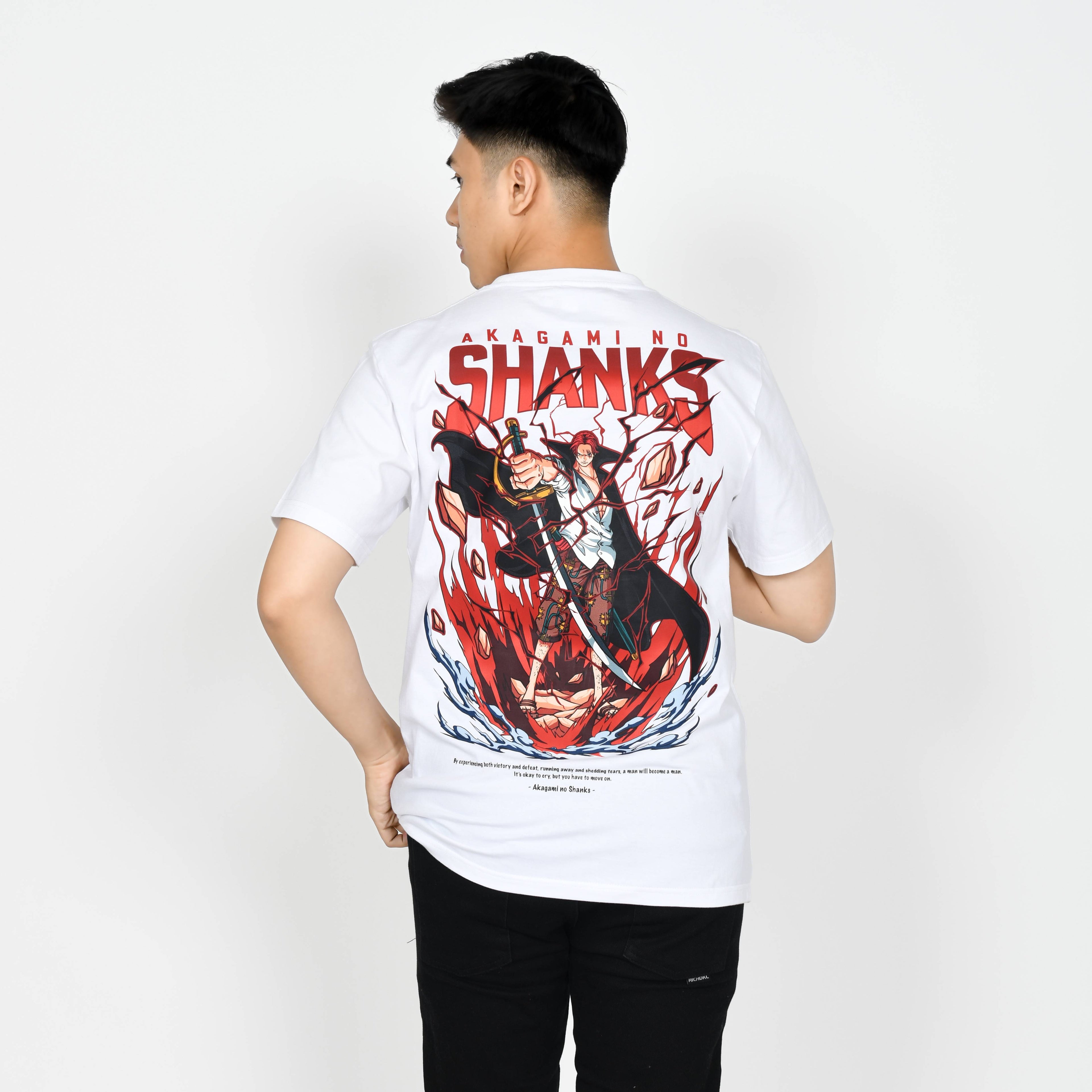 Anime One Piece Akagami no Shanks Short Sleeve Tee - RZM003 - White PS 2