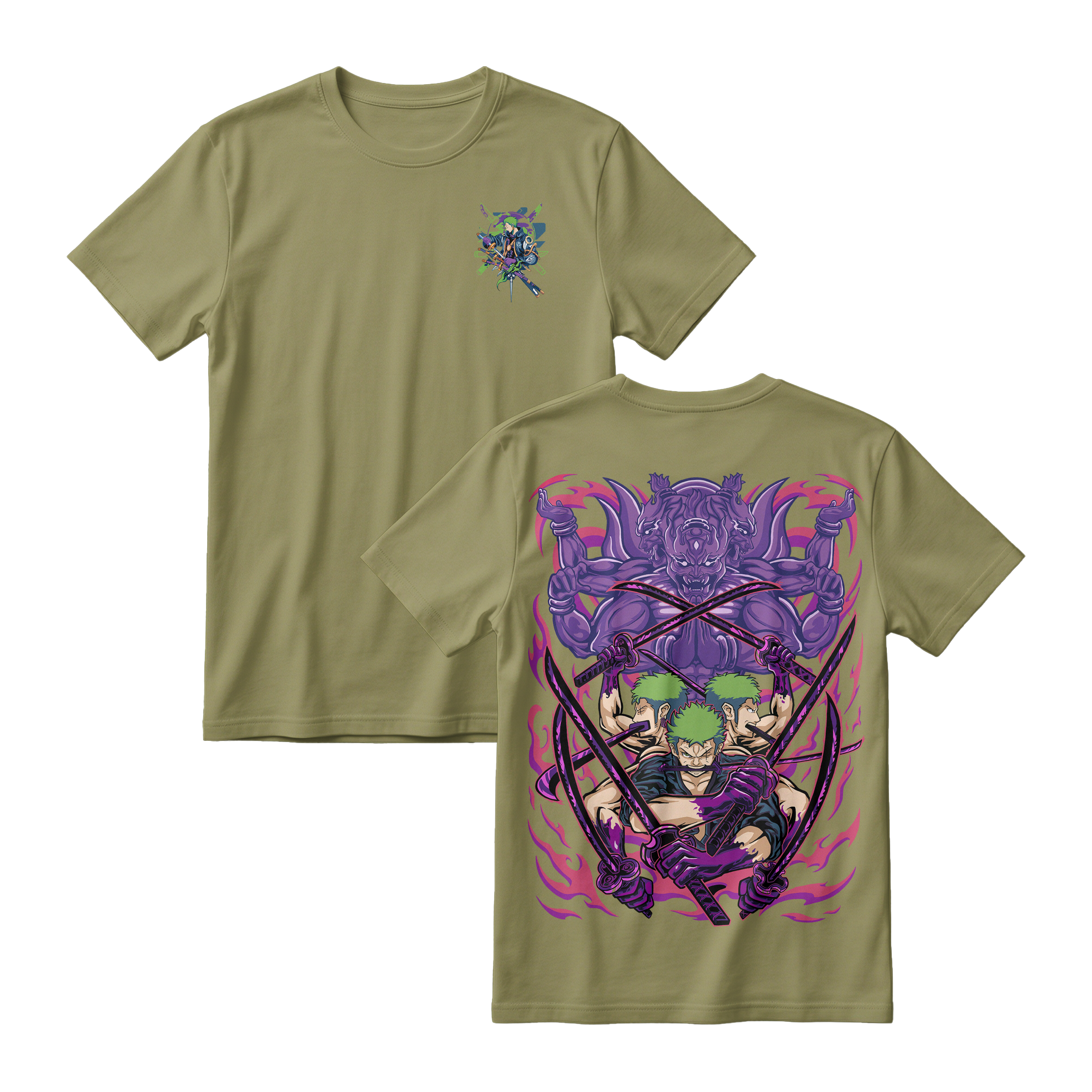 Anime One Piece Roronoa Zoro Short Sleeve Tee - ARMY