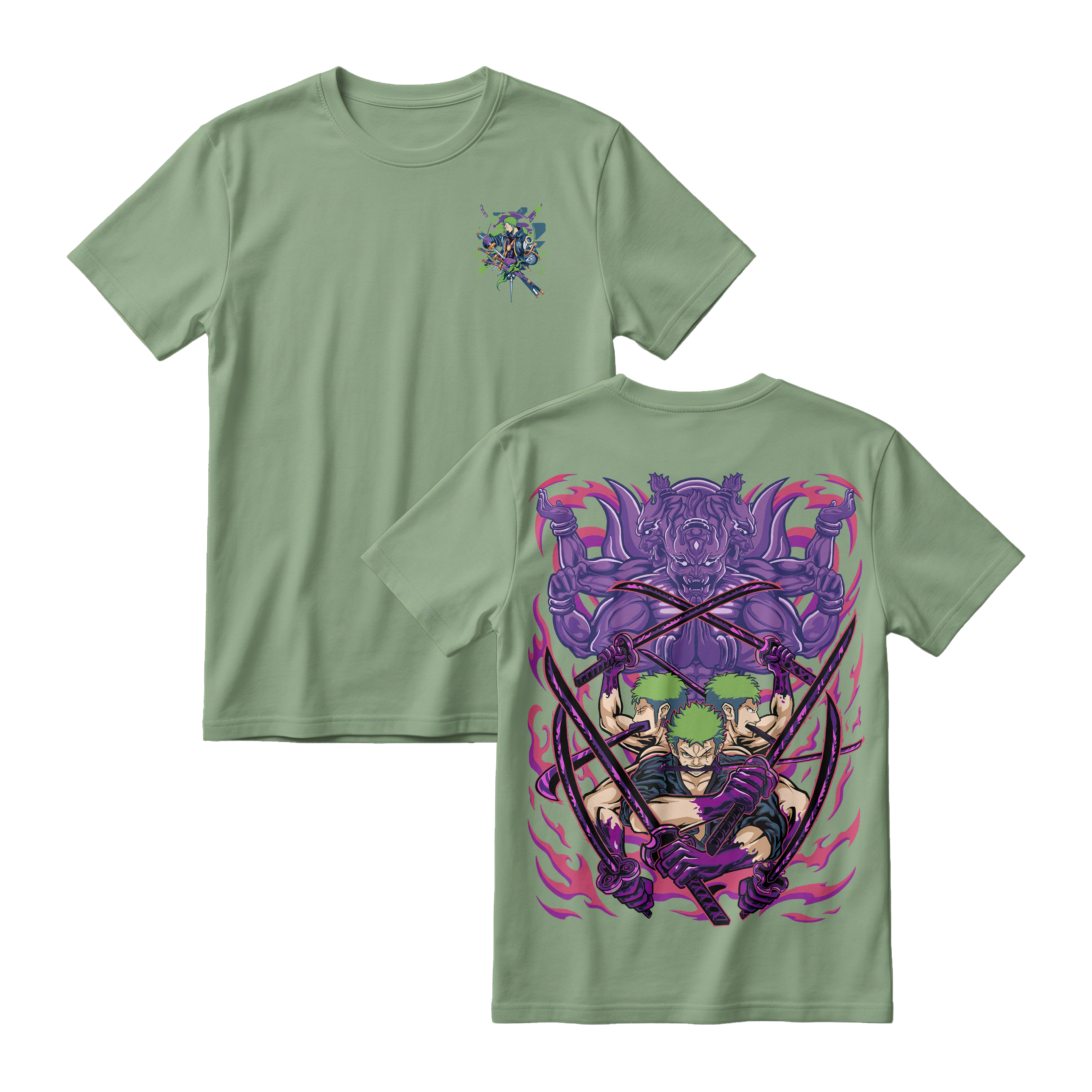 Anime One Piece Roronoa Zoro Short Sleeve Tee - ASPARAGUS