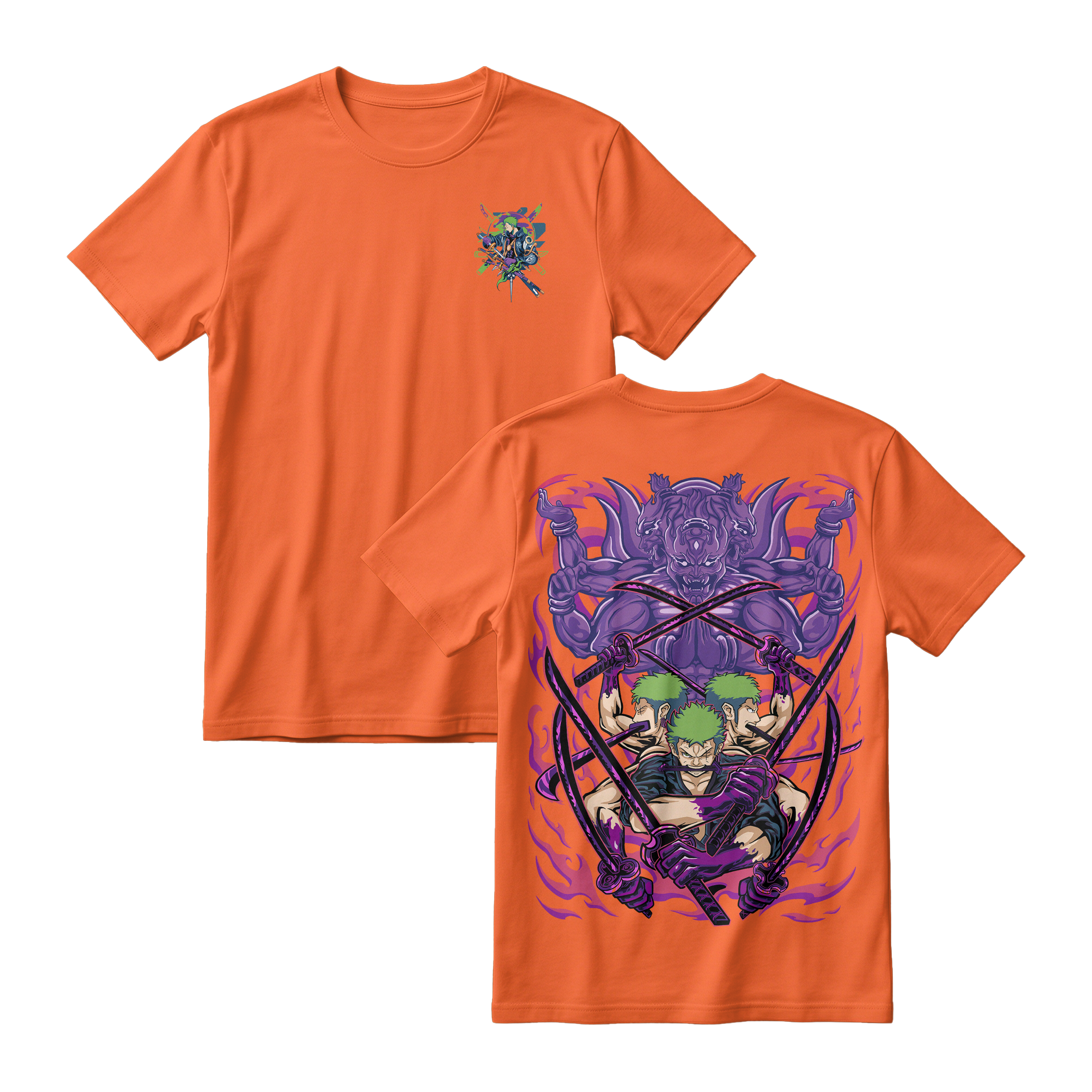 Anime One Piece Roronoa Zoro Short Sleeve Tee - BRICK