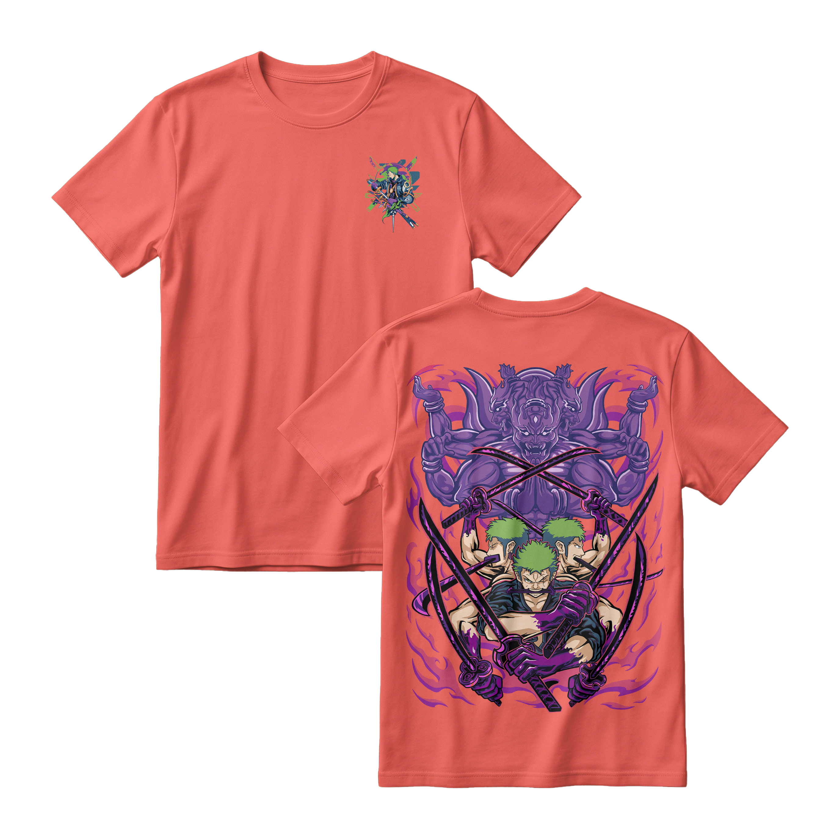 Anime One Piece Roronoa Zoro Short Sleeve Tee - CINNAMON