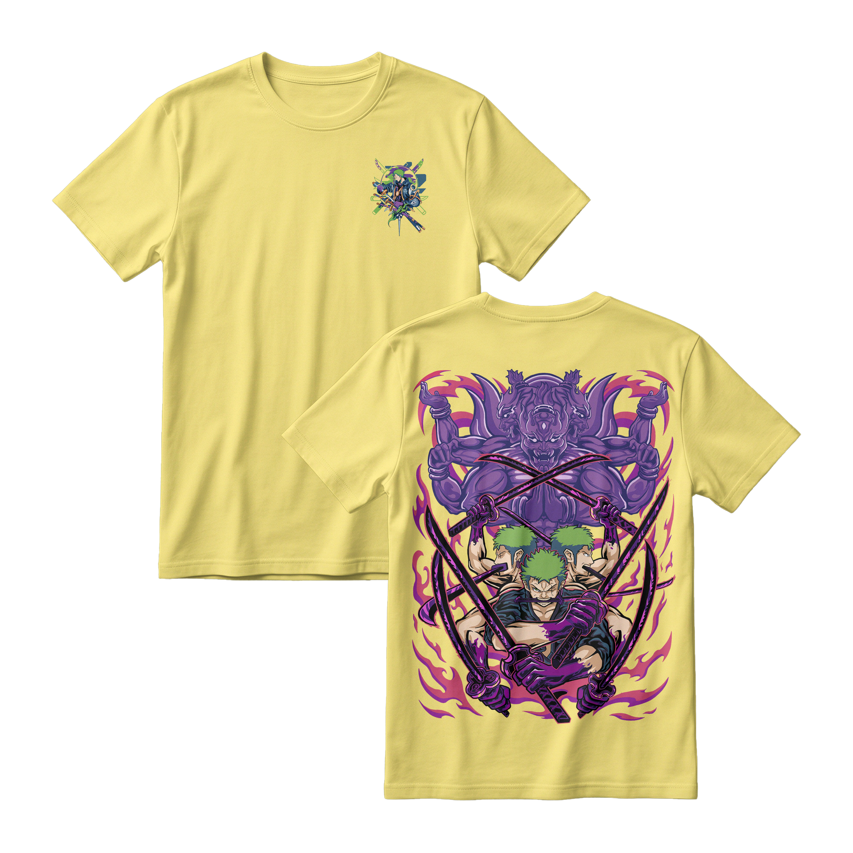 Anime One Piece Roronoa Zoro Short Sleeve Tee - LEMON