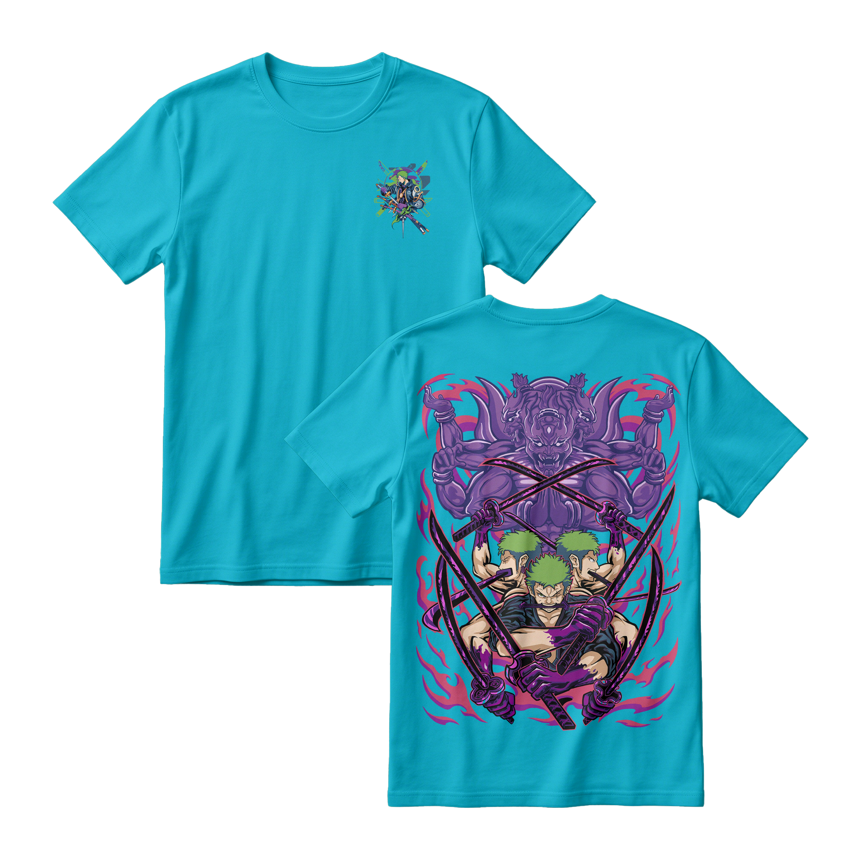 Anime One Piece Roronoa Zoro Short Sleeve Tee - TIFFANY