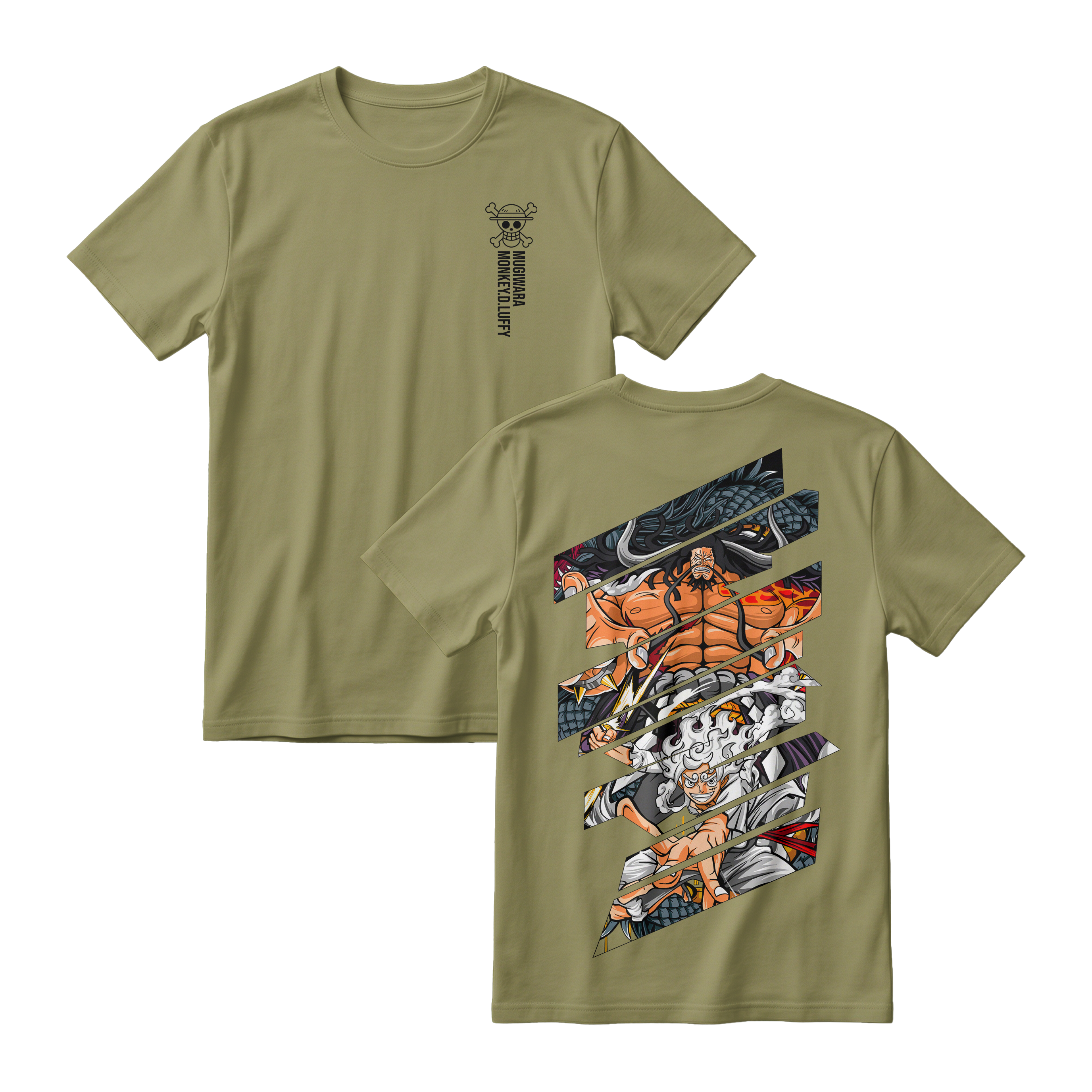 Anime One Piece Monkey D. Luffy Short Sleeve Tee - ARMY