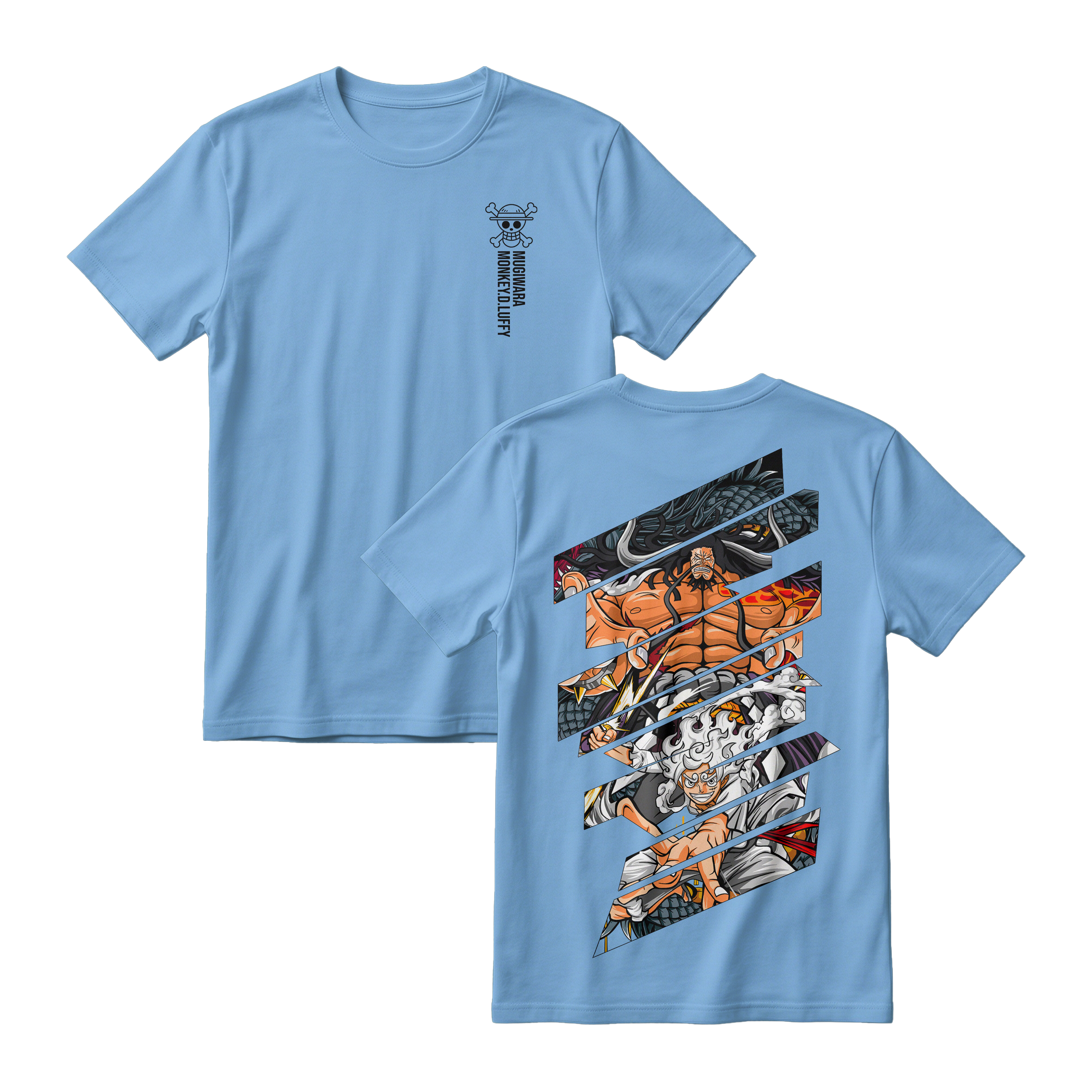 Anime One Piece Monkey D. Luffy Short Sleeve Tee - ARTIC-BLUE