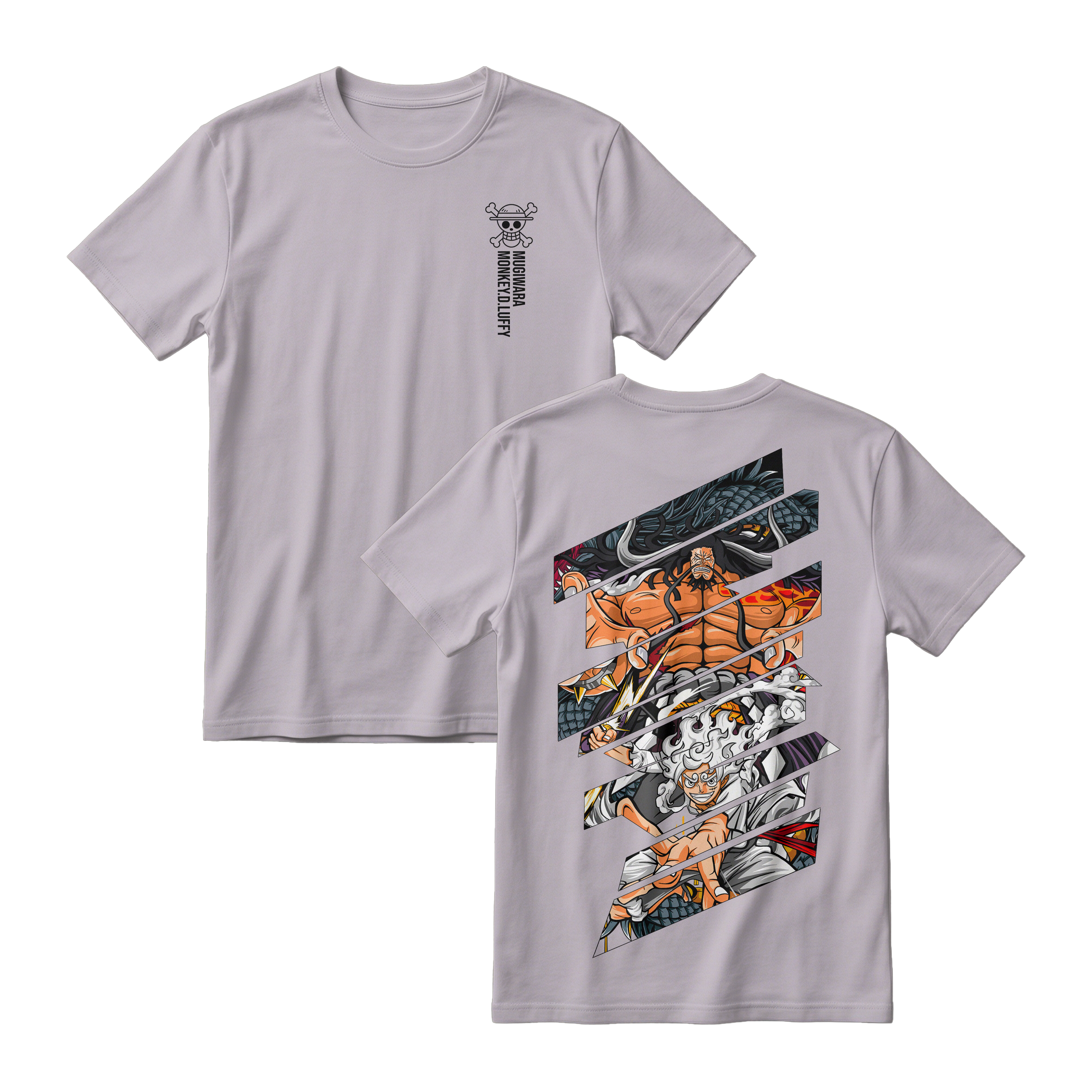 Anime One Piece Monkey D. Luffy Short Sleeve Tee - ASH-GREY