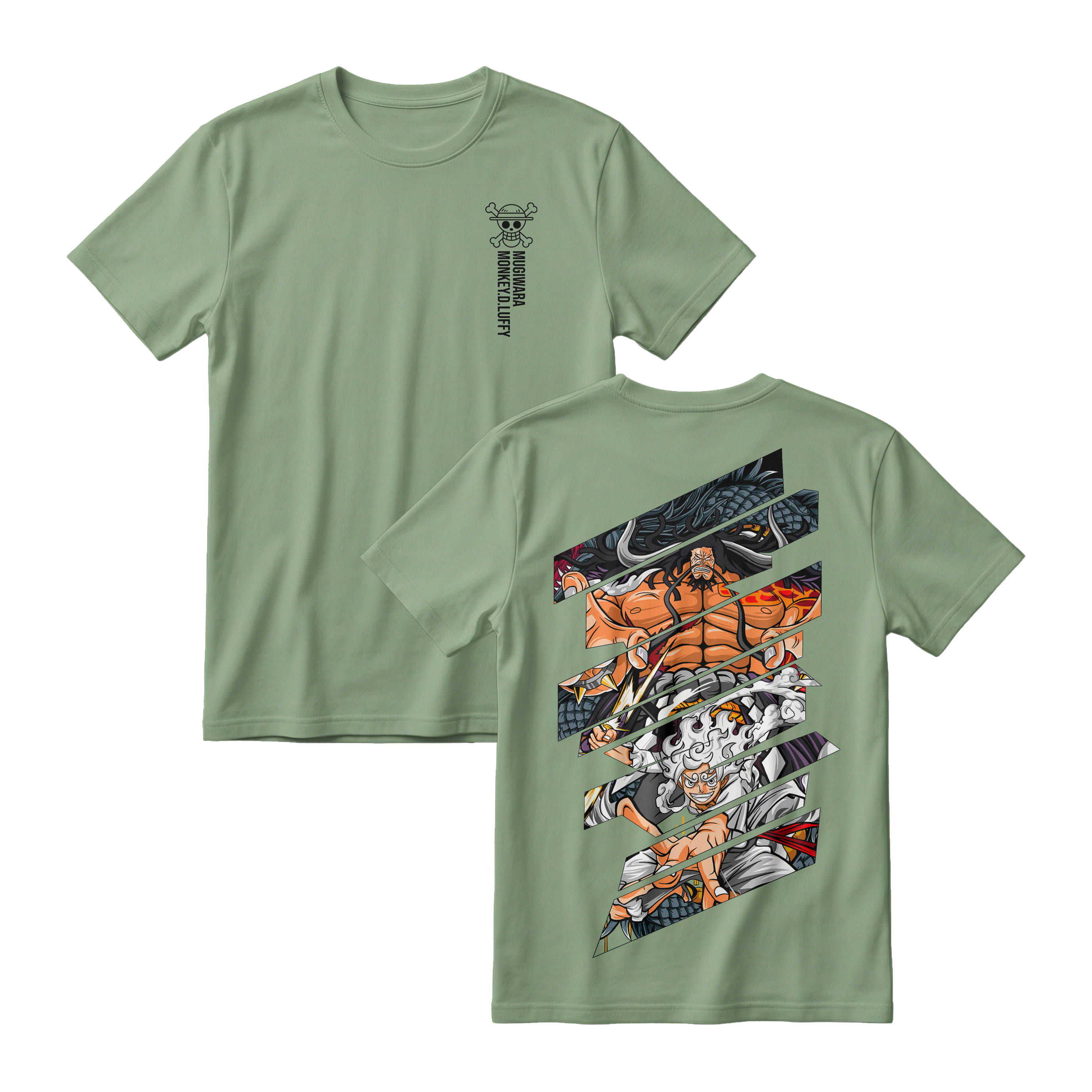 Anime One Piece Monkey D. Luffy Short Sleeve Tee - ASPARAGUS