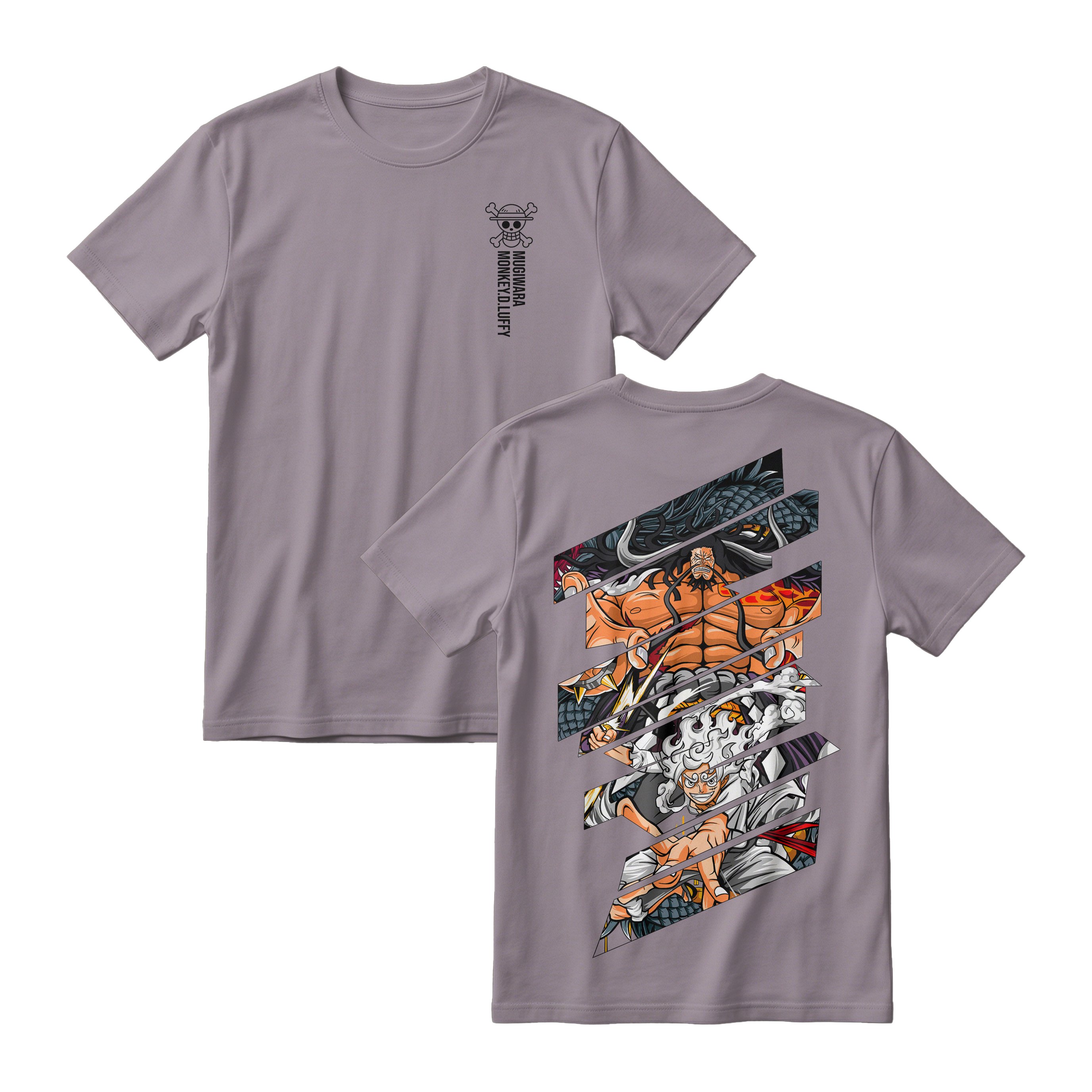 Anime One Piece Monkey D. Luffy Short Sleeve Tee - ASPHALT GREY