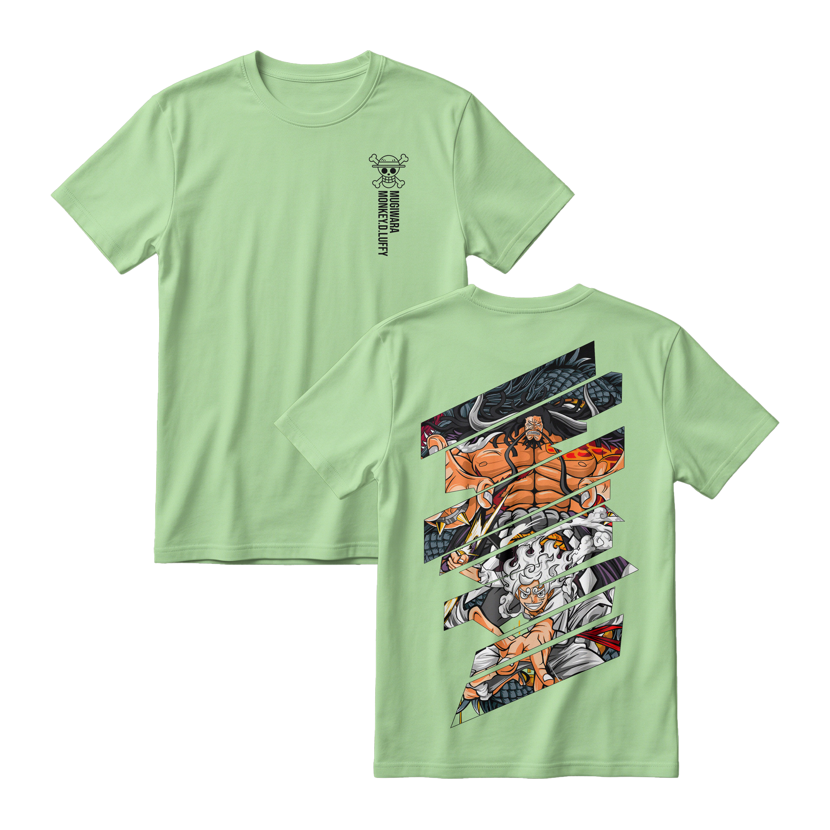 Anime One Piece Monkey D. Luffy Short Sleeve Tee - AVOCADO