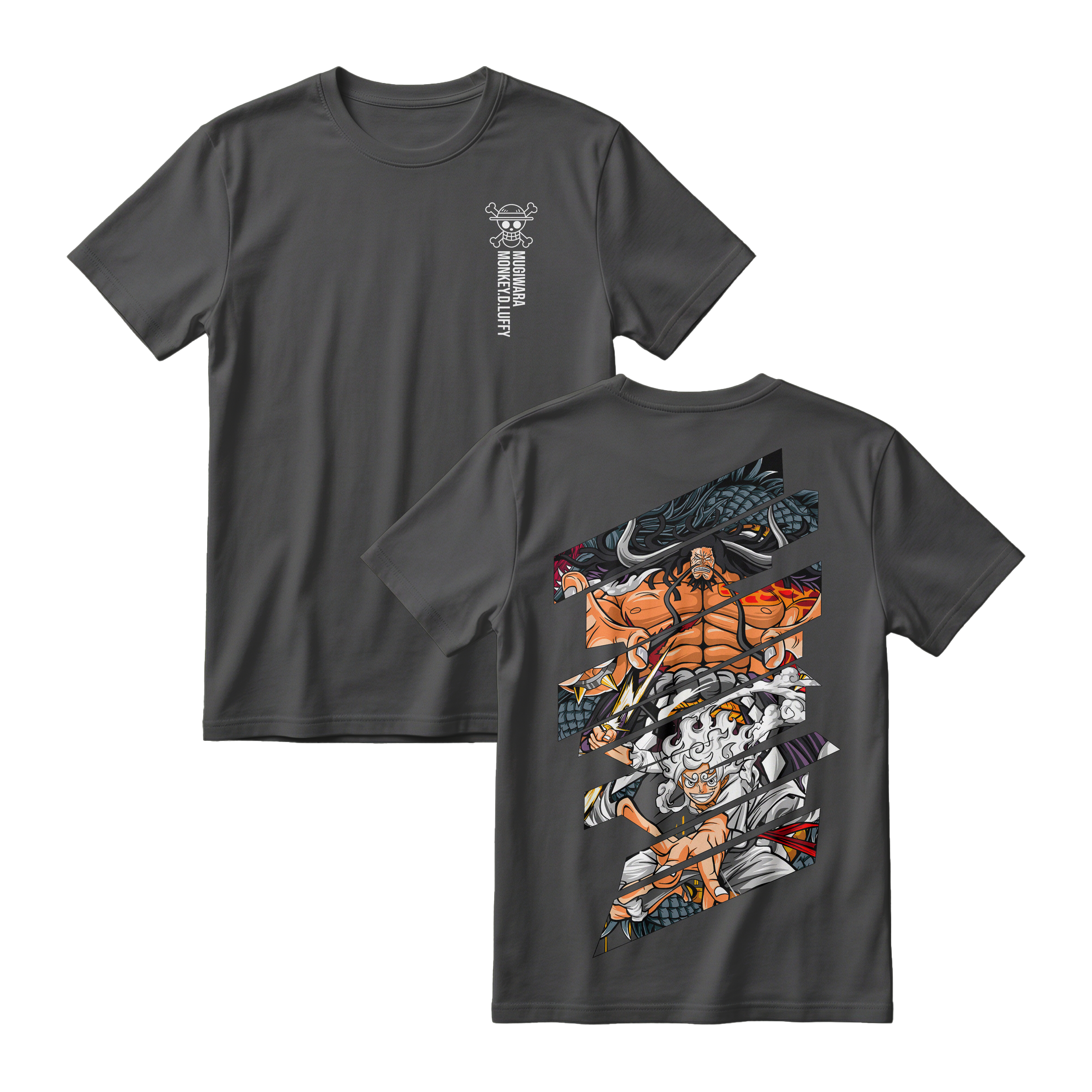 Anime One Piece Monkey D. Luffy Short Sleeve Tee - BLACK-JELLY