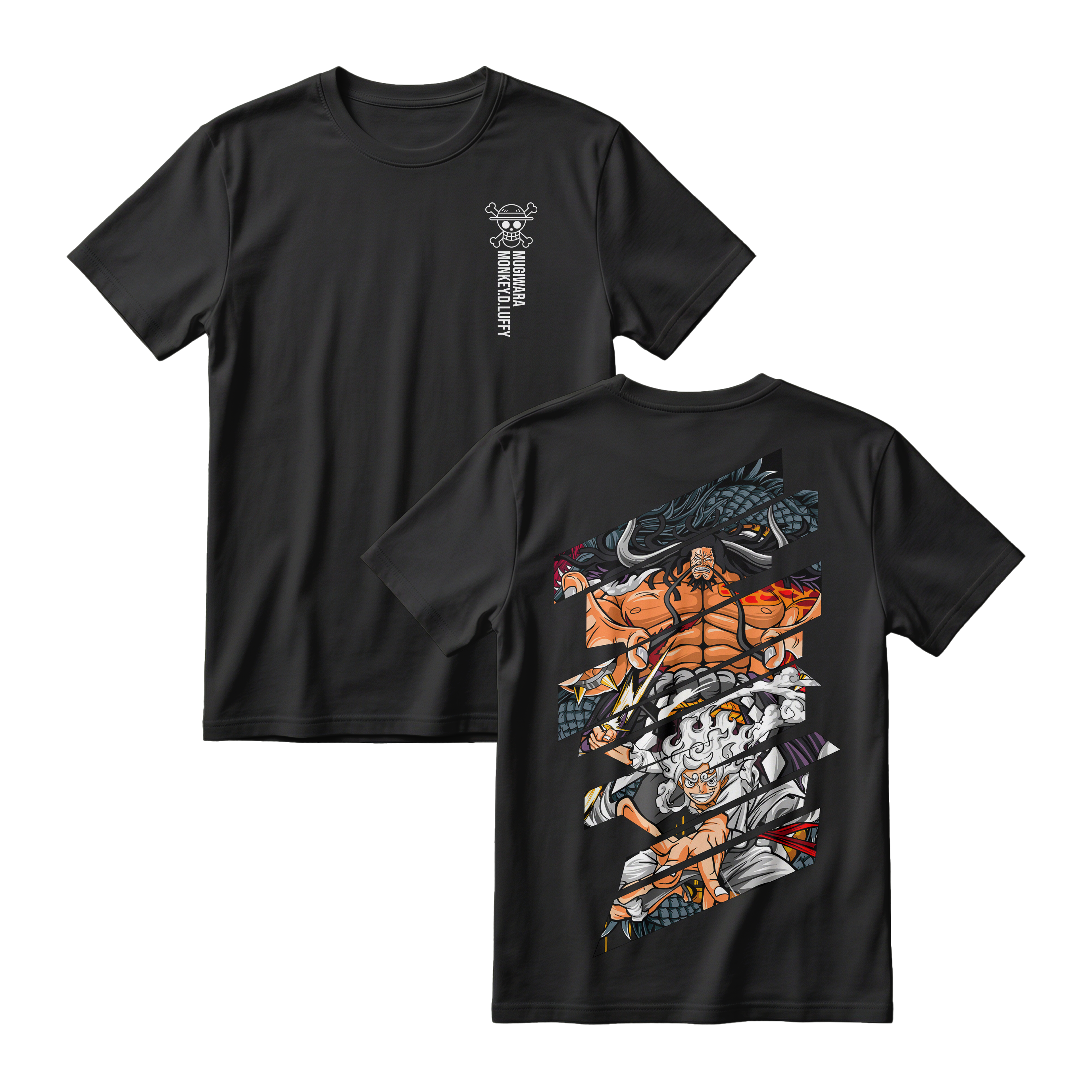 Anime One Piece Monkey D. Luffy Short Sleeve Tee - BLACK