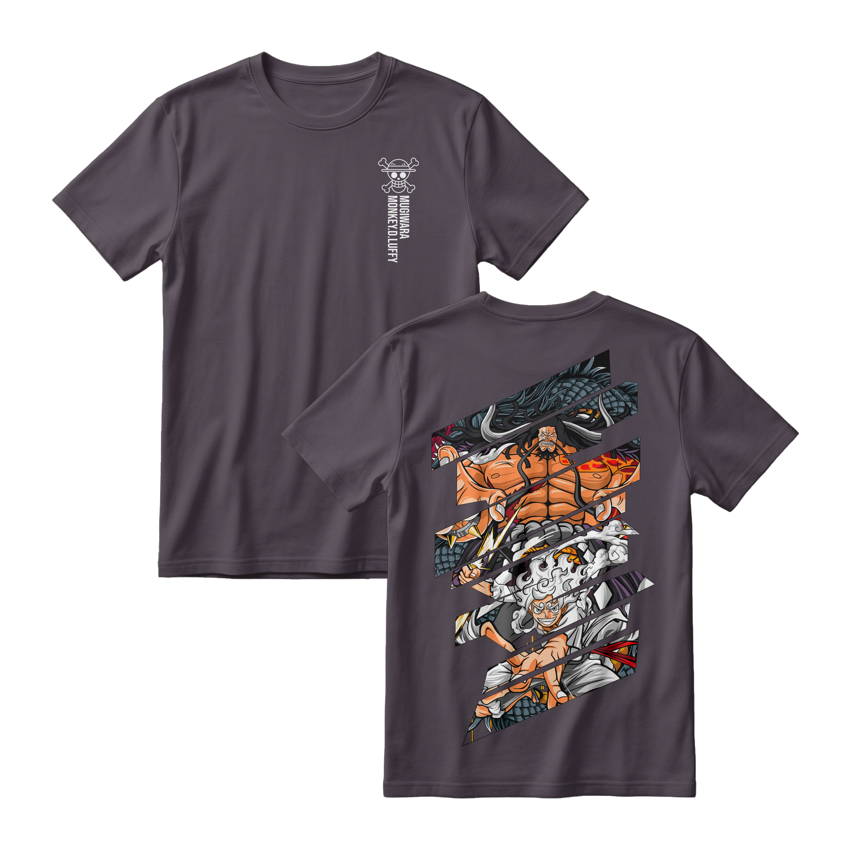 Anime One Piece Monkey D. Luffy Short Sleeve Tee - CHARCOAL