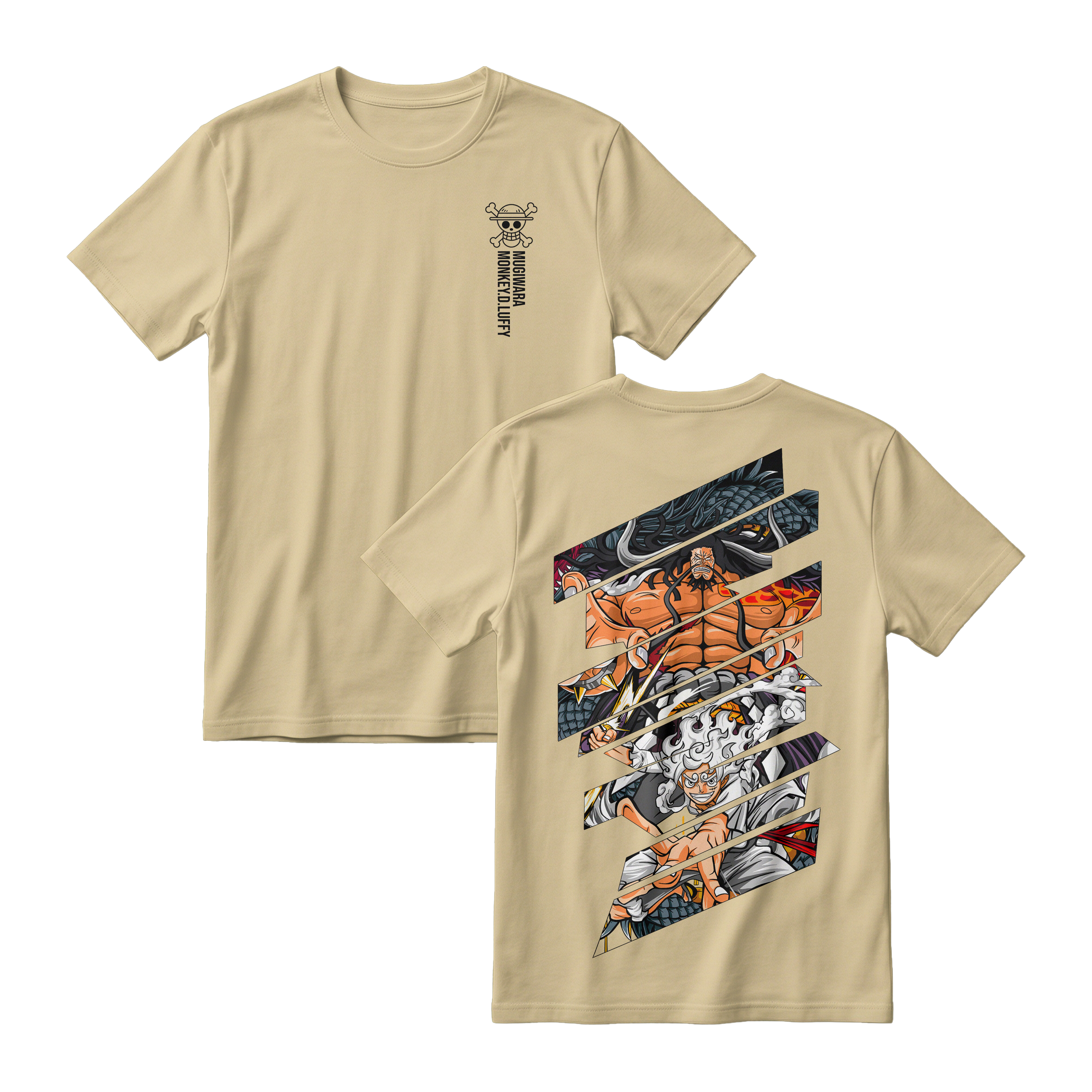 Anime One Piece Monkey D. Luffy Short Sleeve Tee - CREAM