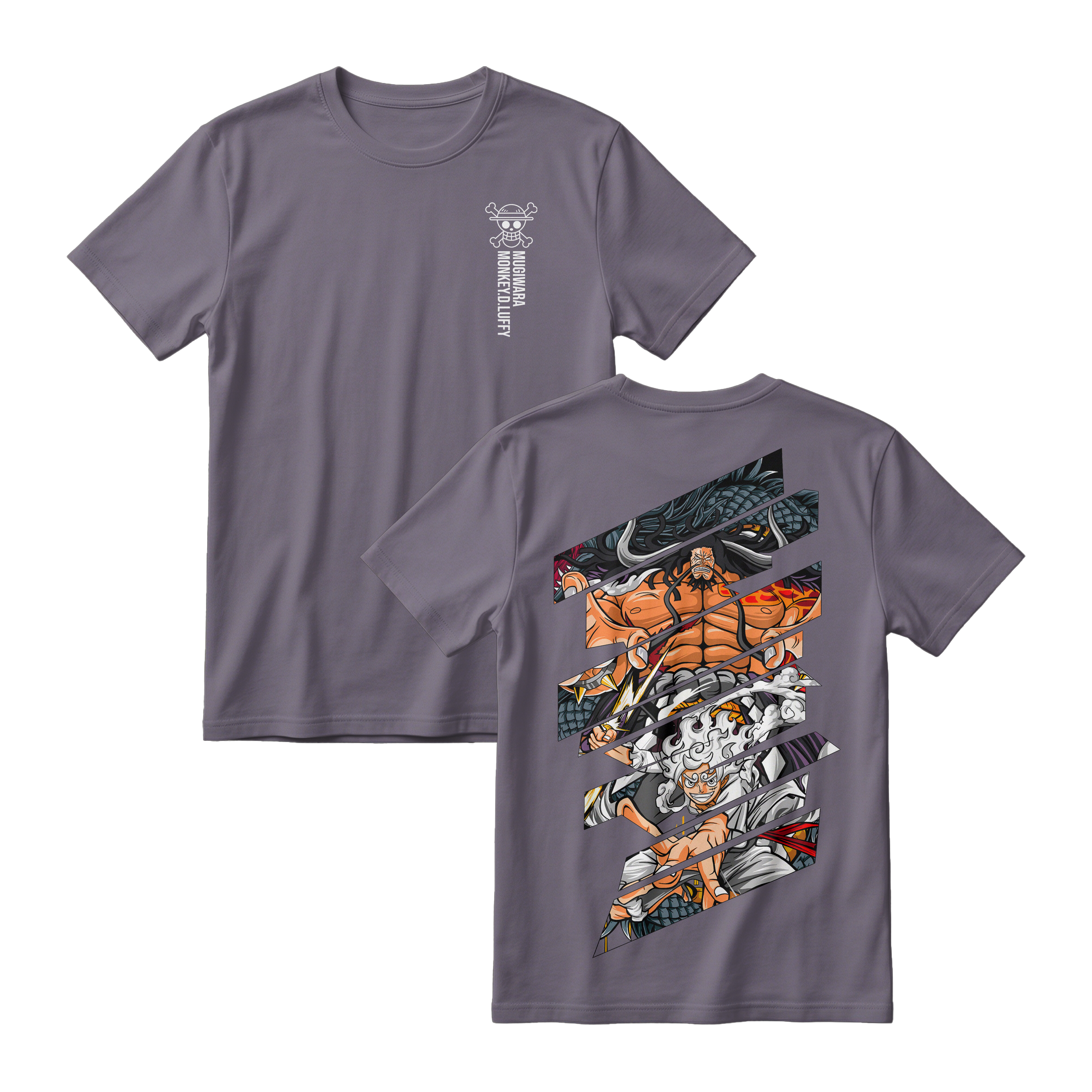 Anime One Piece Monkey D. Luffy Short Sleeve Tee - DARK-GREY