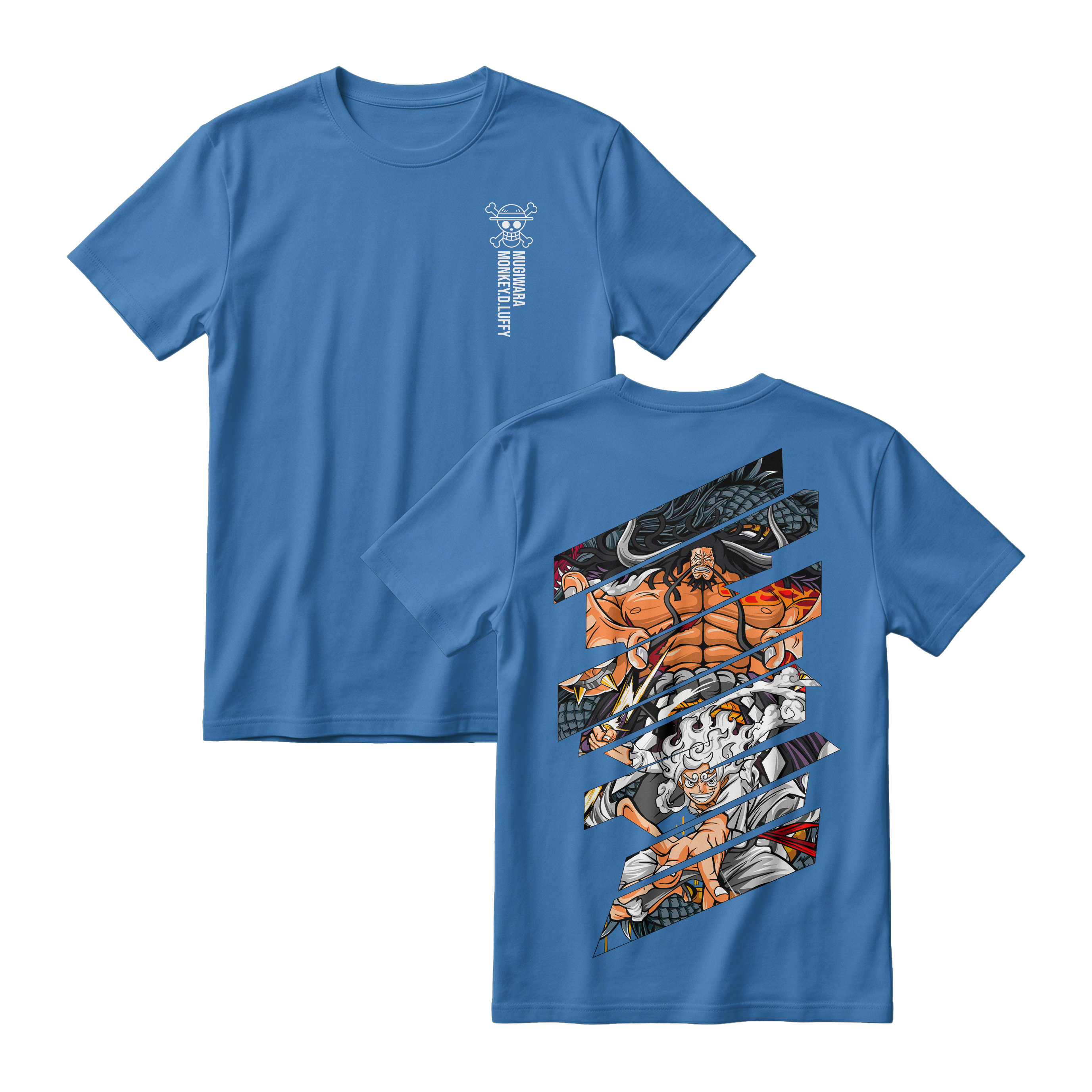 Anime One Piece Monkey D. Luffy Short Sleeve Tee - DEEP-BLUE