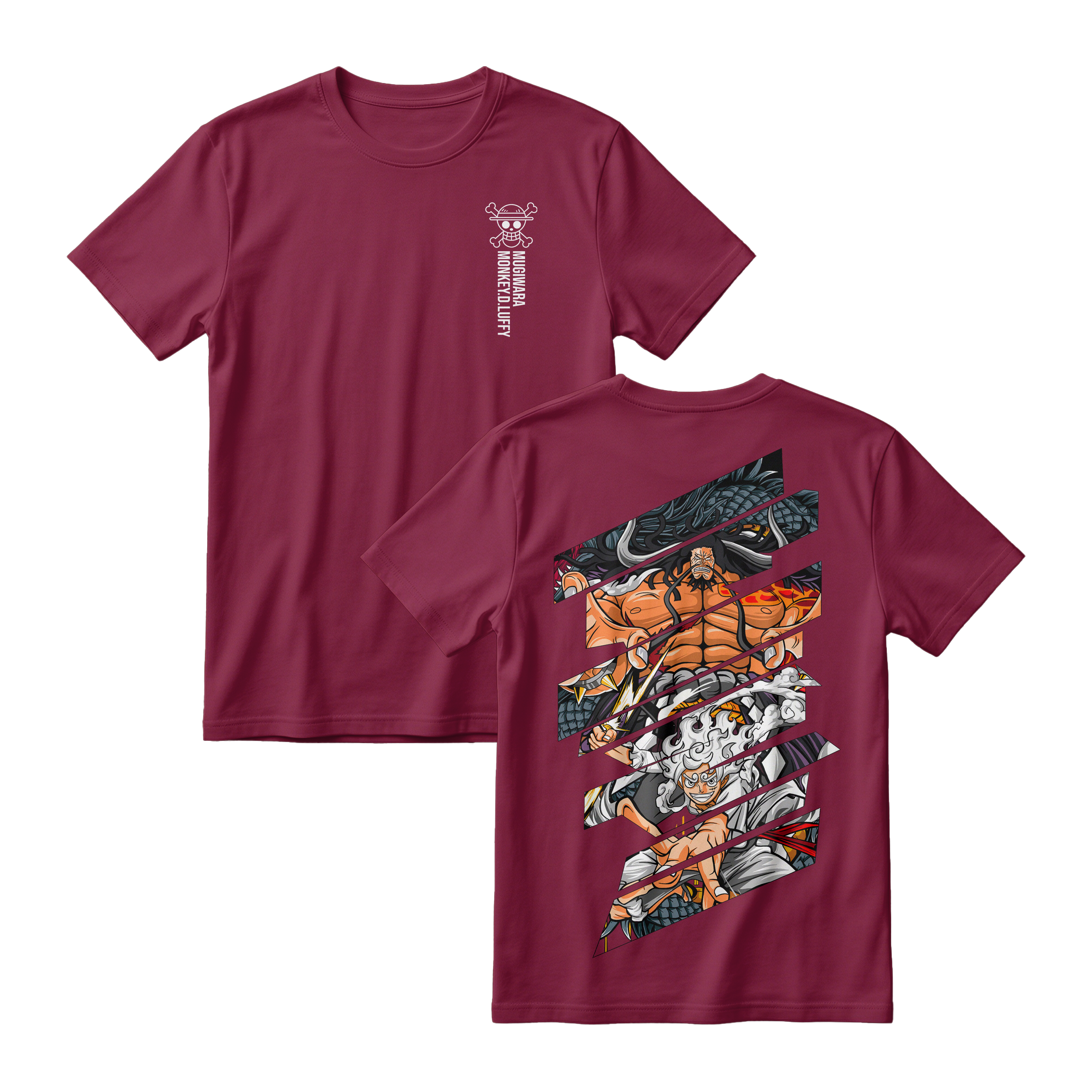 Anime One Piece Monkey D. Luffy Short Sleeve Tee - MAROON