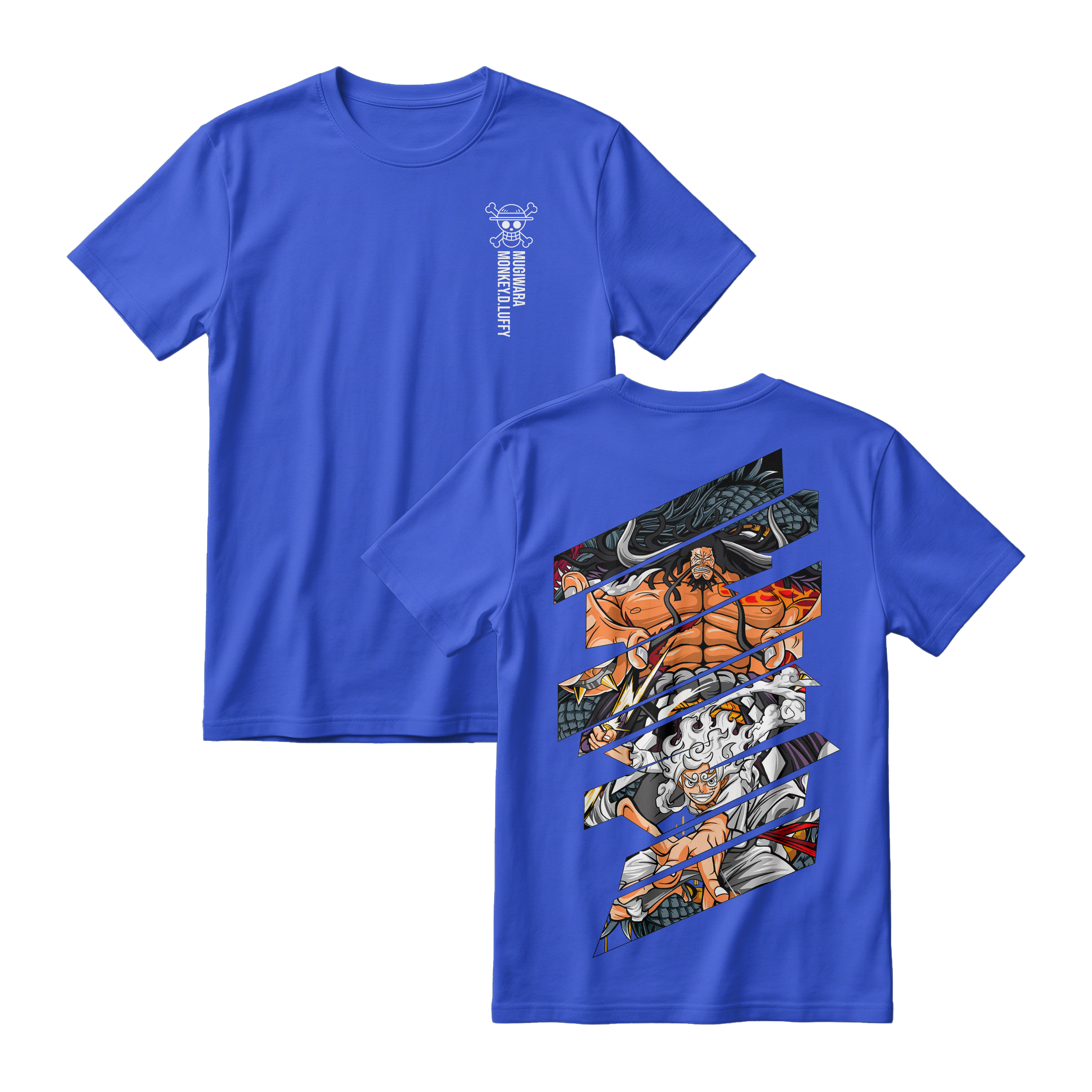 Anime One Piece Monkey D. Luffy Short Sleeve Tee - ROYAL-BLUE