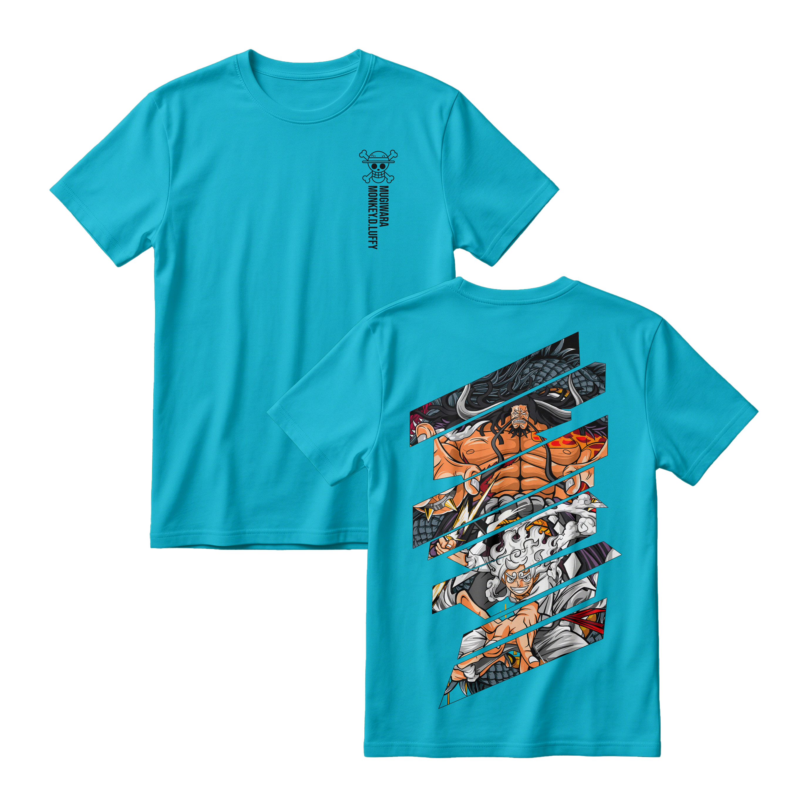 Anime One Piece Monkey D. Luffy Short Sleeve Tee - TIFFANY