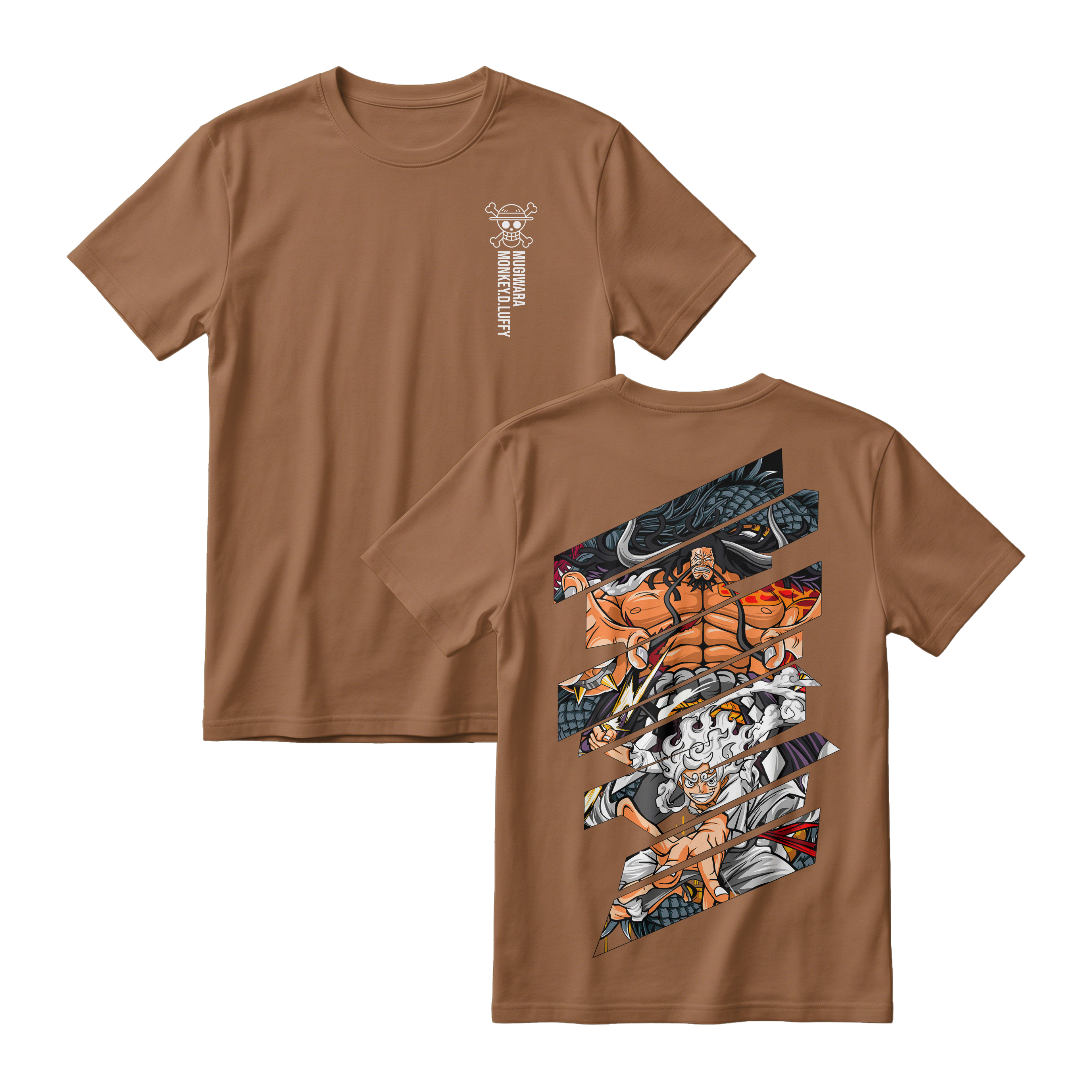 Anime One Piece Monkey D. Luffy Short Sleeve Tee - WALNUT