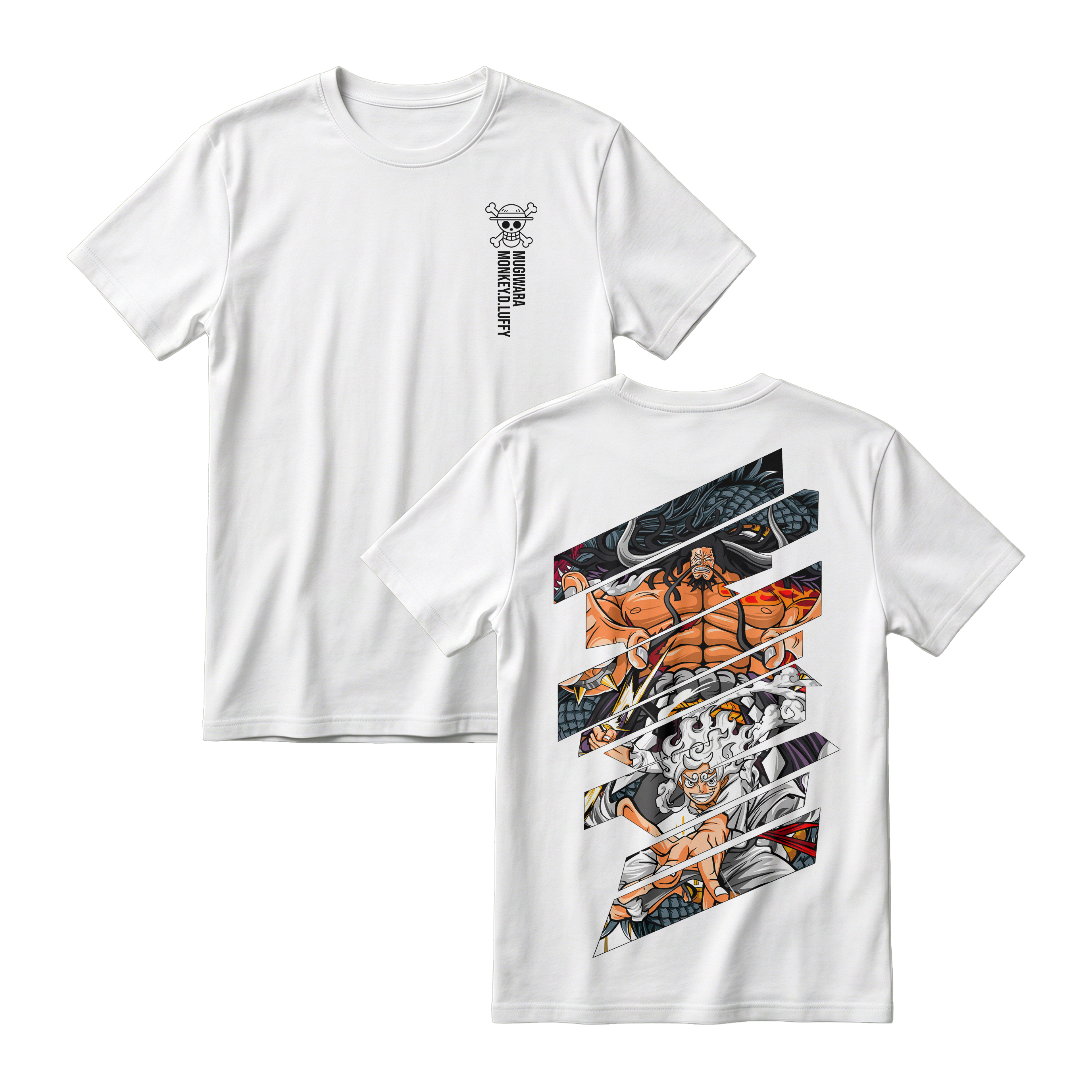 Anime One Piece Monkey D. Luffy Short Sleeve Tee - WHITE