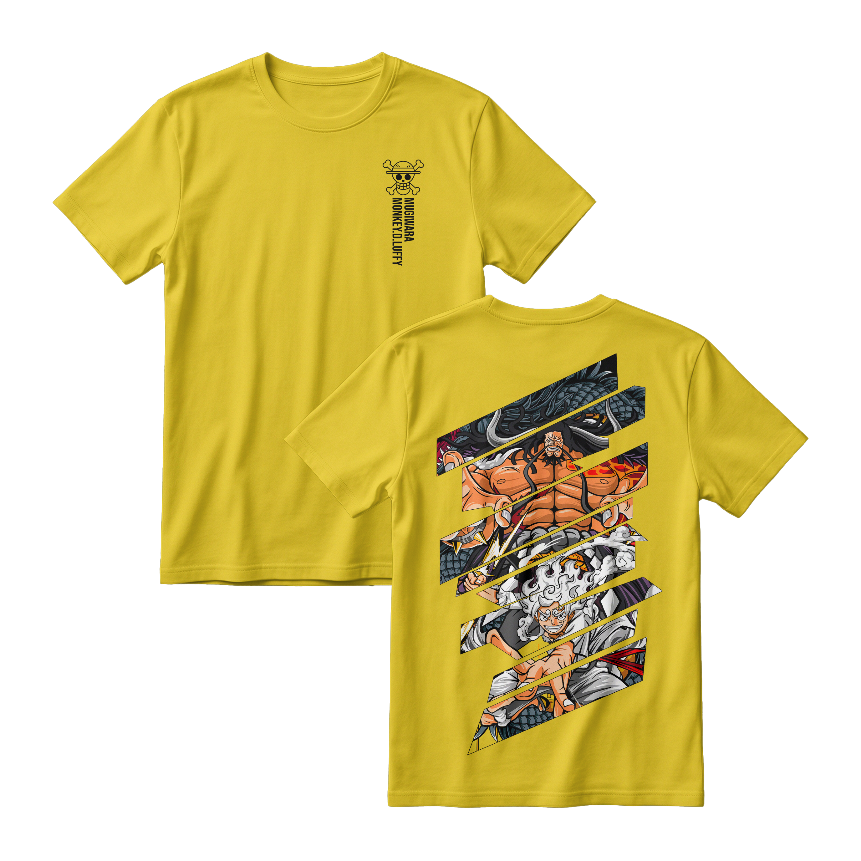 Anime One Piece Monkey D. Luffy Short Sleeve Tee - YELLOW