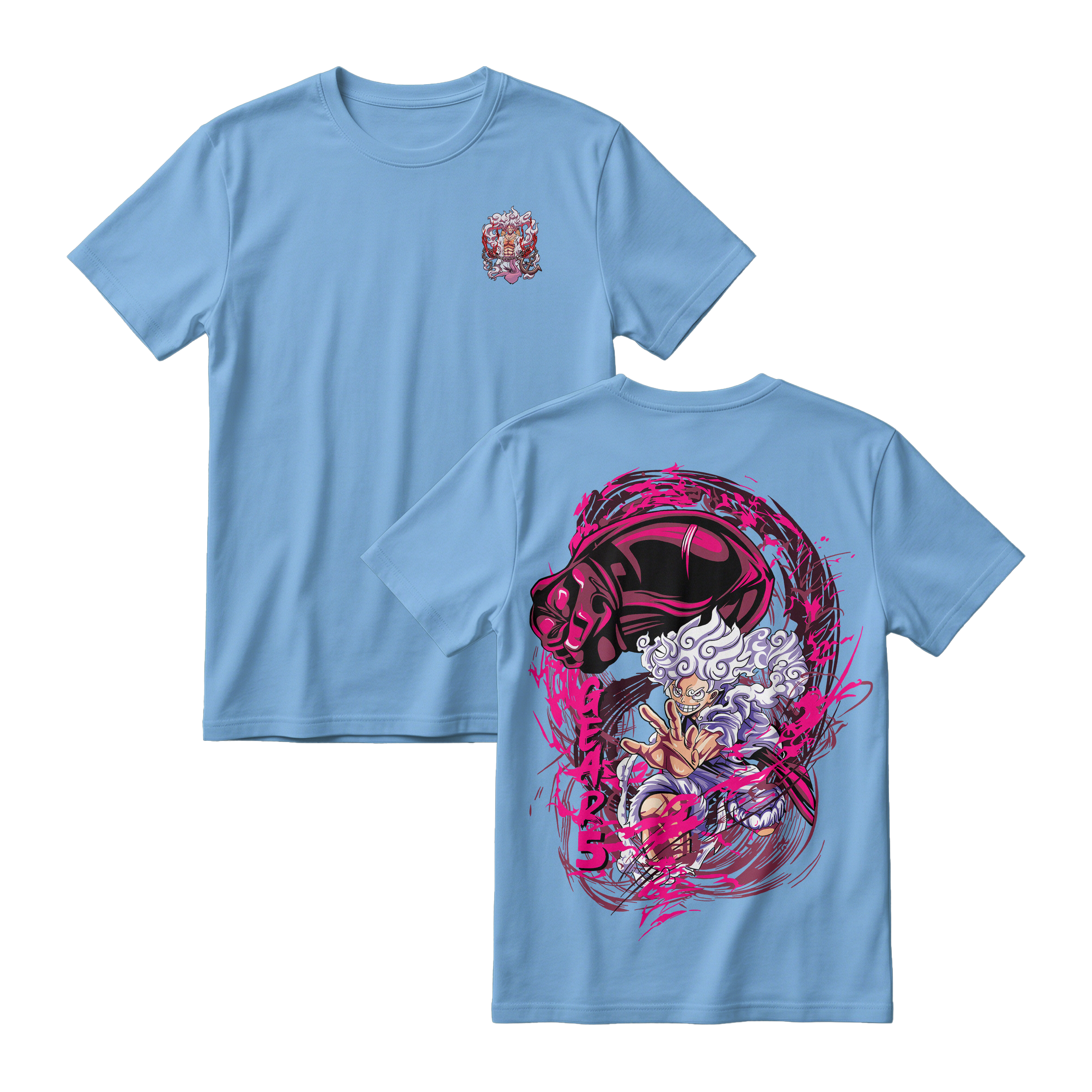 Anime One Piece Monkey D. Luffy Short Sleeve Tee - ARTIC-BLUE