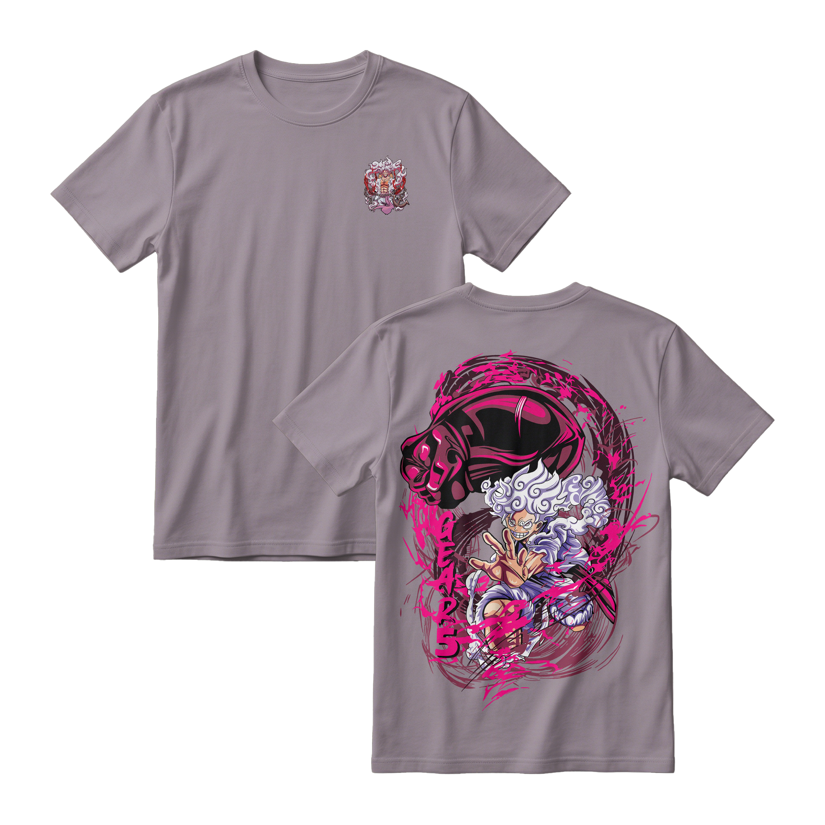 Anime One Piece Monkey D. Luffy Short Sleeve Tee - ASPHALT-GREY
