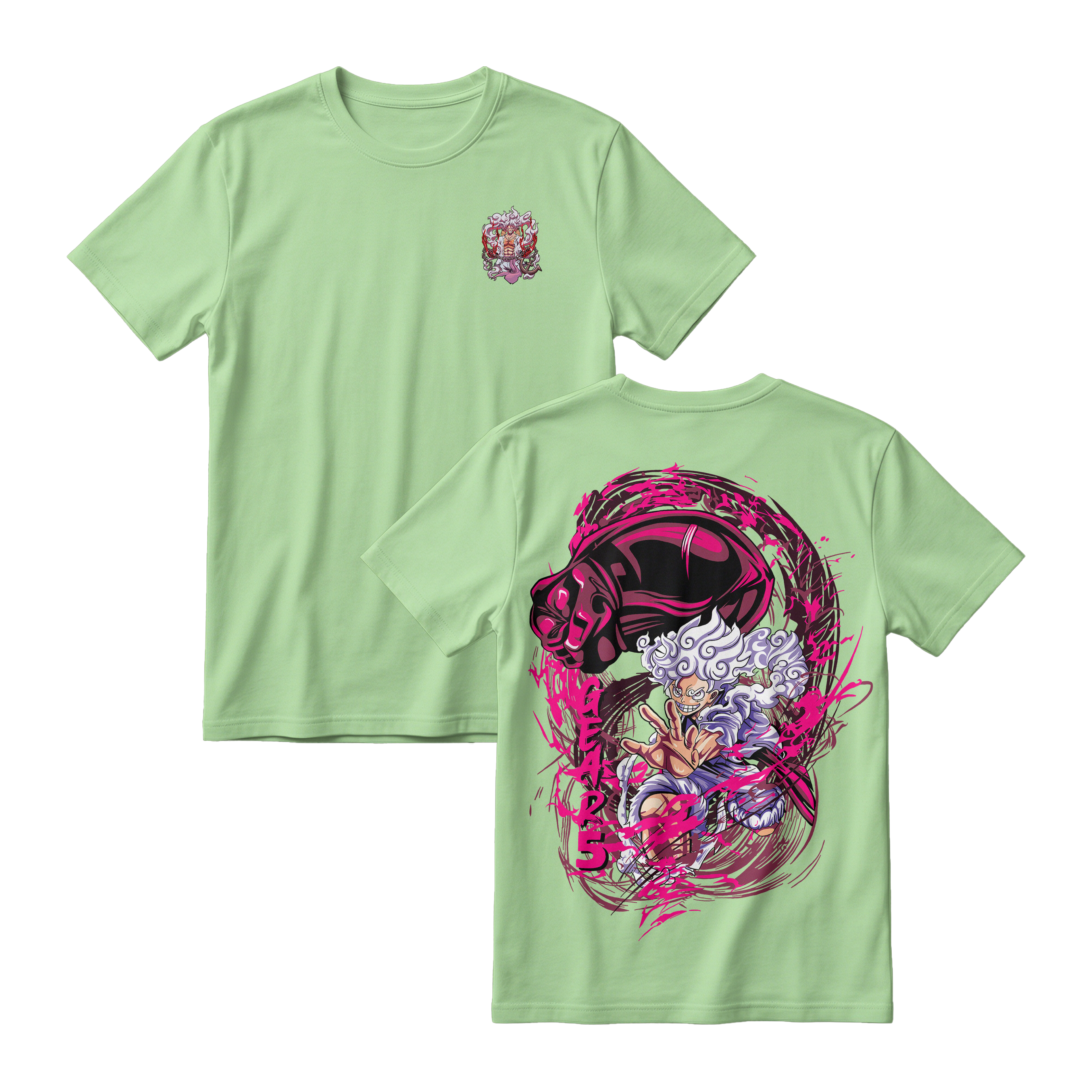 Anime One Piece Monkey D. Luffy Short Sleeve Tee - AVOCADO