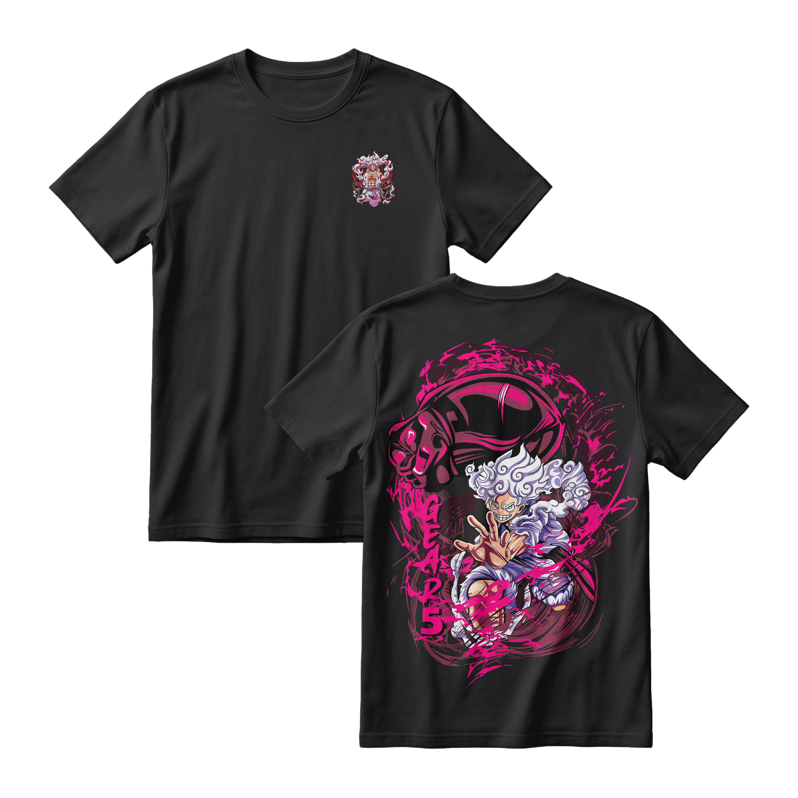Anime One Piece Monkey D. Luffy Short Sleeve Tee - BLACK