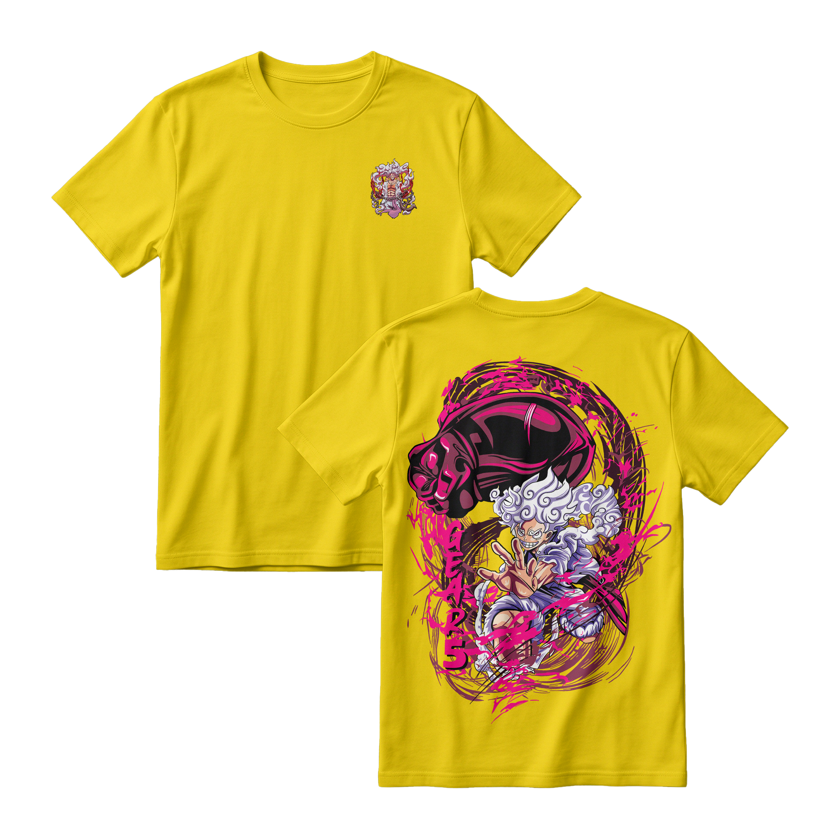 Anime One Piece Monkey D. Luffy Short Sleeve Tee - CANARY-YELLOW