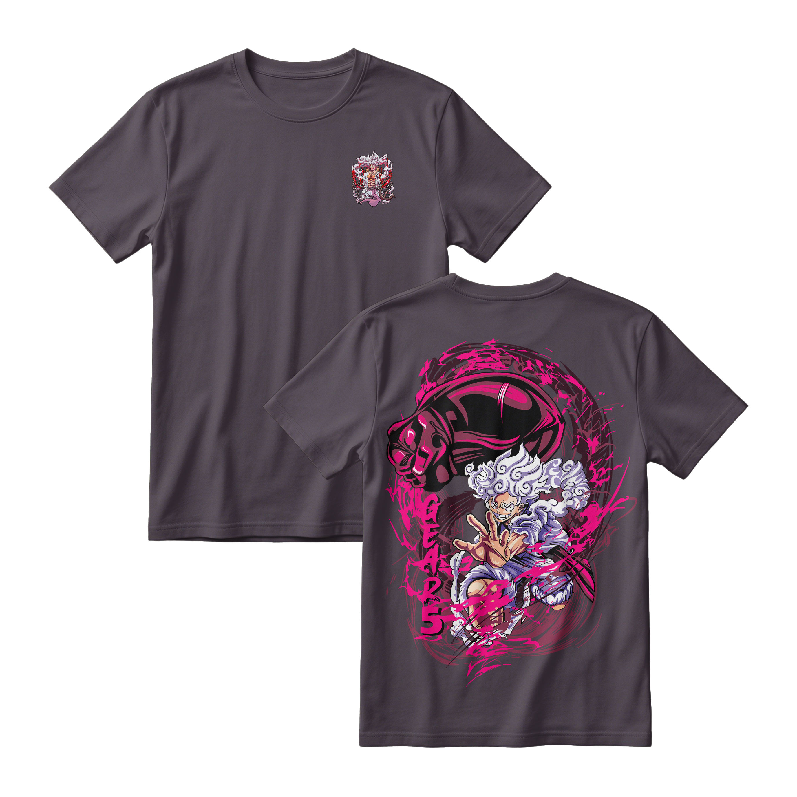 Anime One Piece Monkey D. Luffy Short Sleeve Tee - CHARCOAL