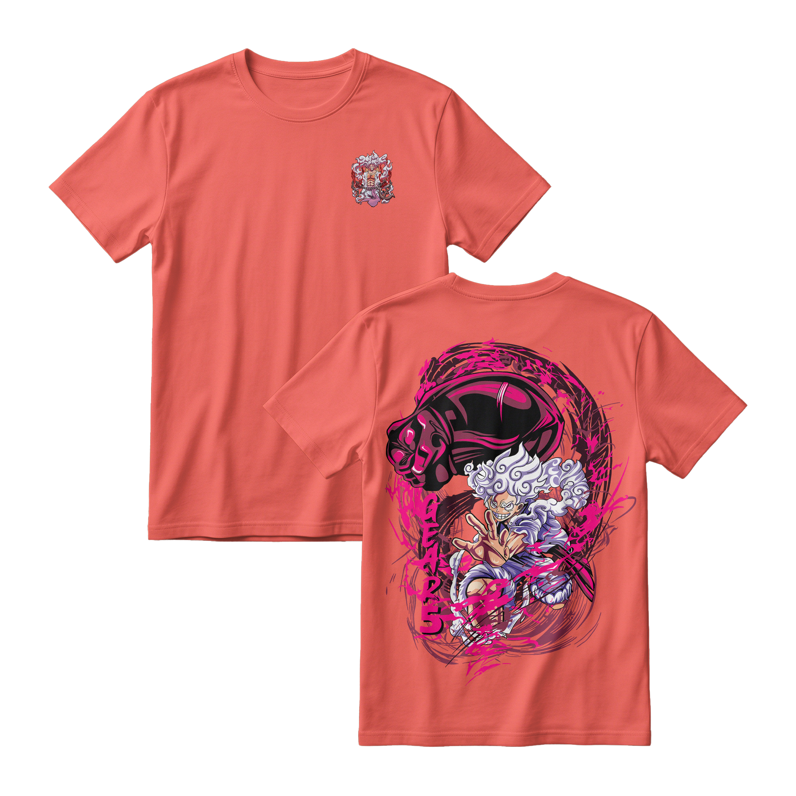 Anime One Piece Monkey D. Luffy Short Sleeve Tee - CINNAMON