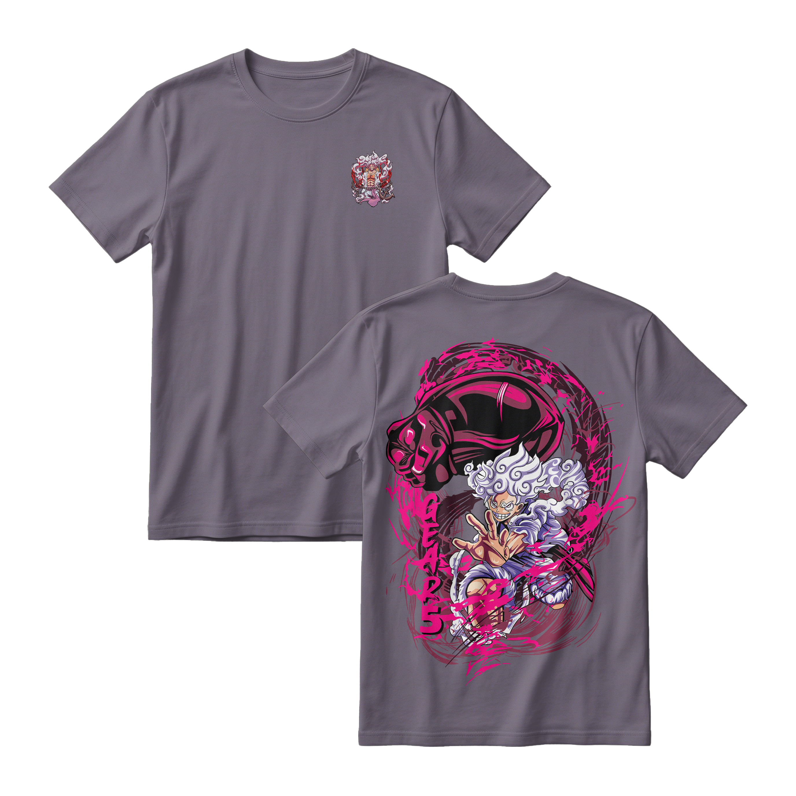 Anime One Piece Monkey D. Luffy Short Sleeve Tee - DARK-GREY