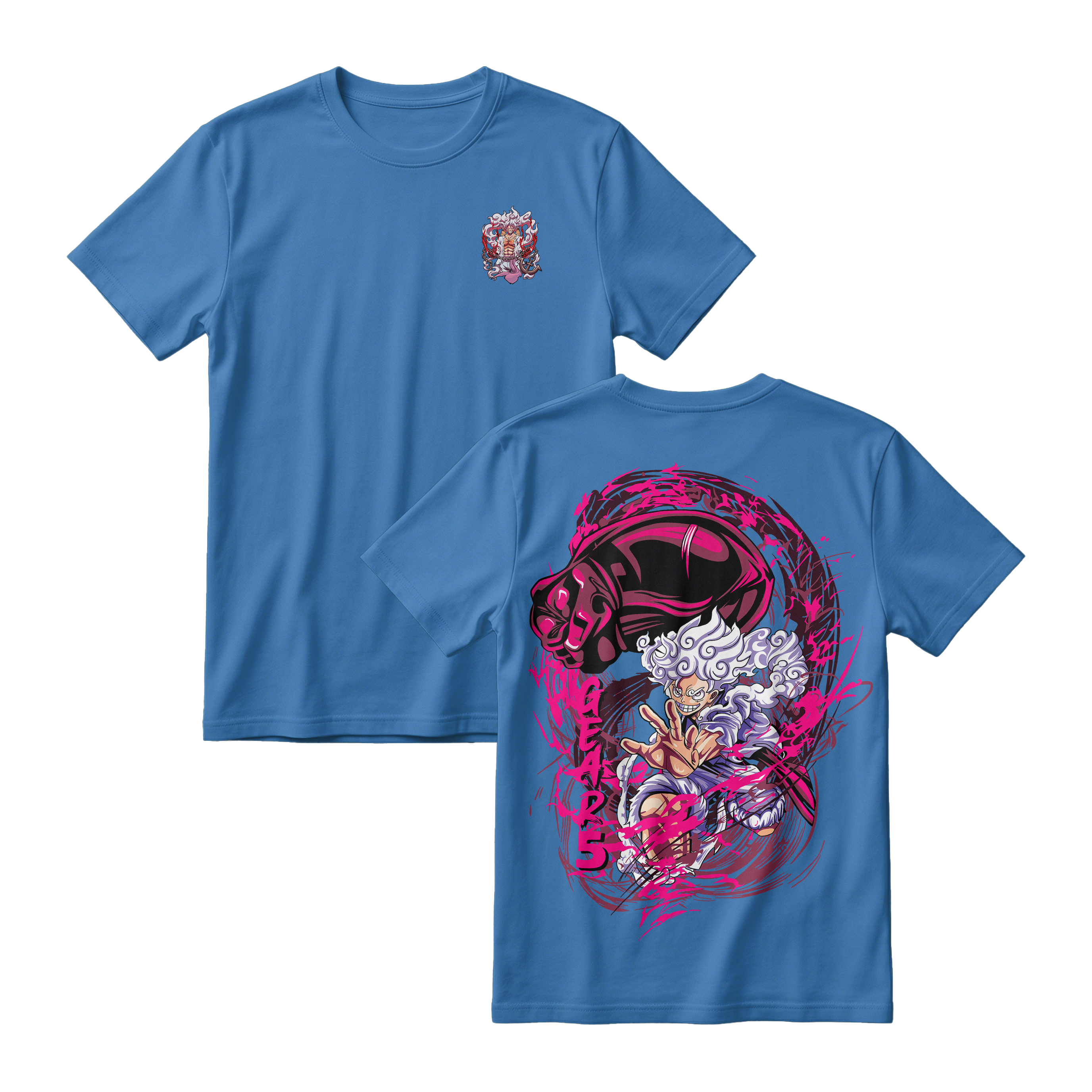 Anime One Piece Monkey D. Luffy Short Sleeve Tee -DEEP-BLUE