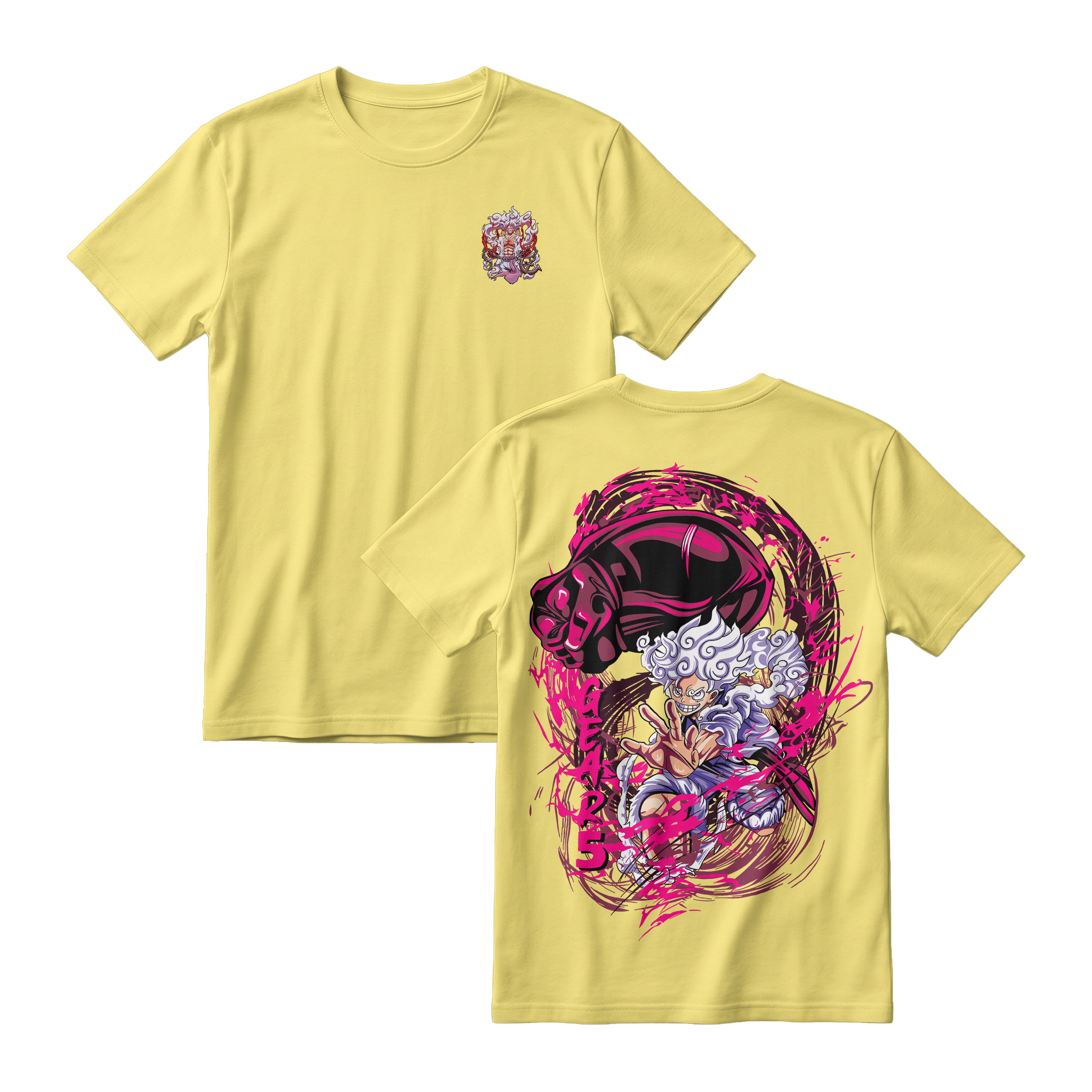 Anime One Piece Monkey D. Luffy Short Sleeve Tee - LEMON