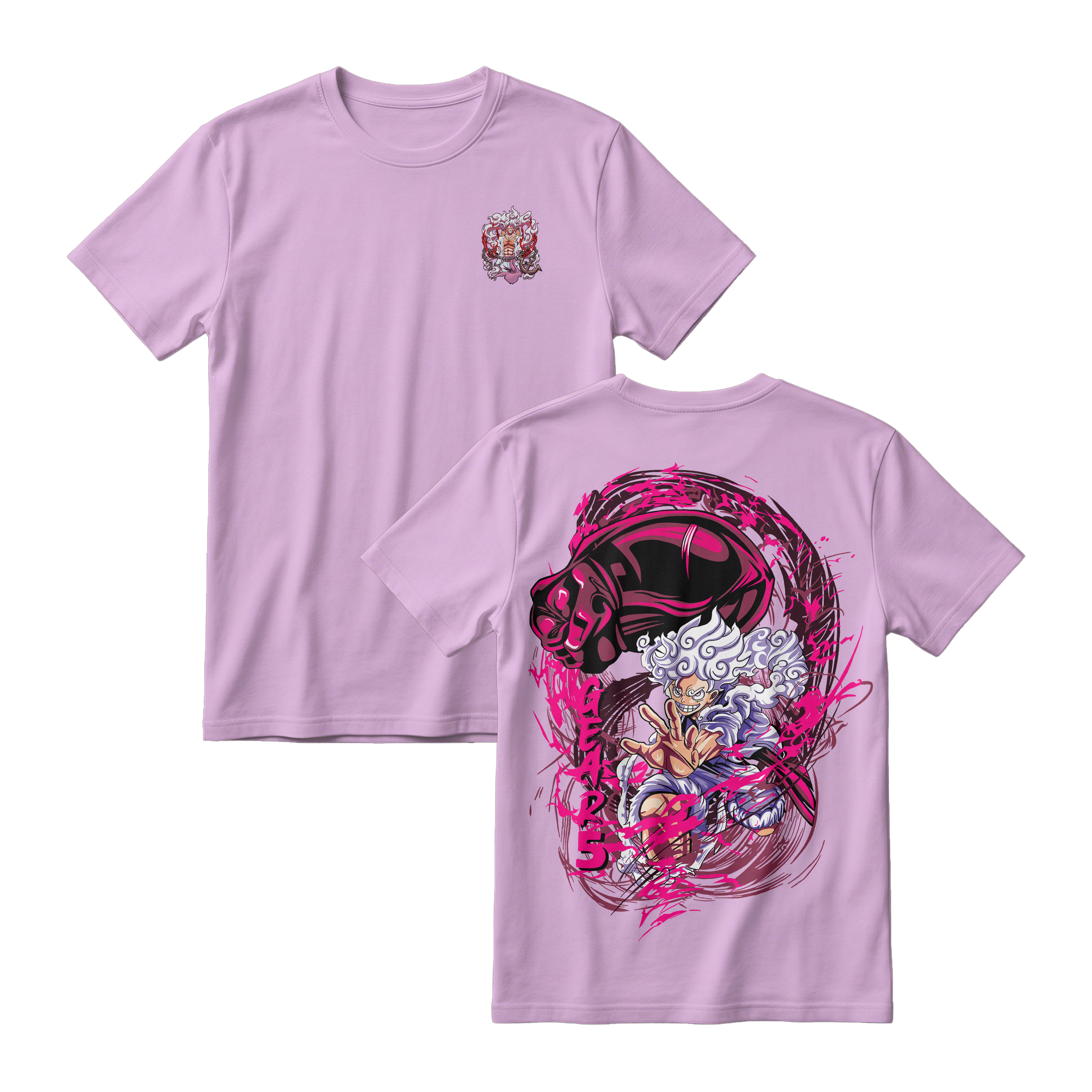 Anime One Piece Monkey D. Luffy Short Sleeve Tee - LILAC