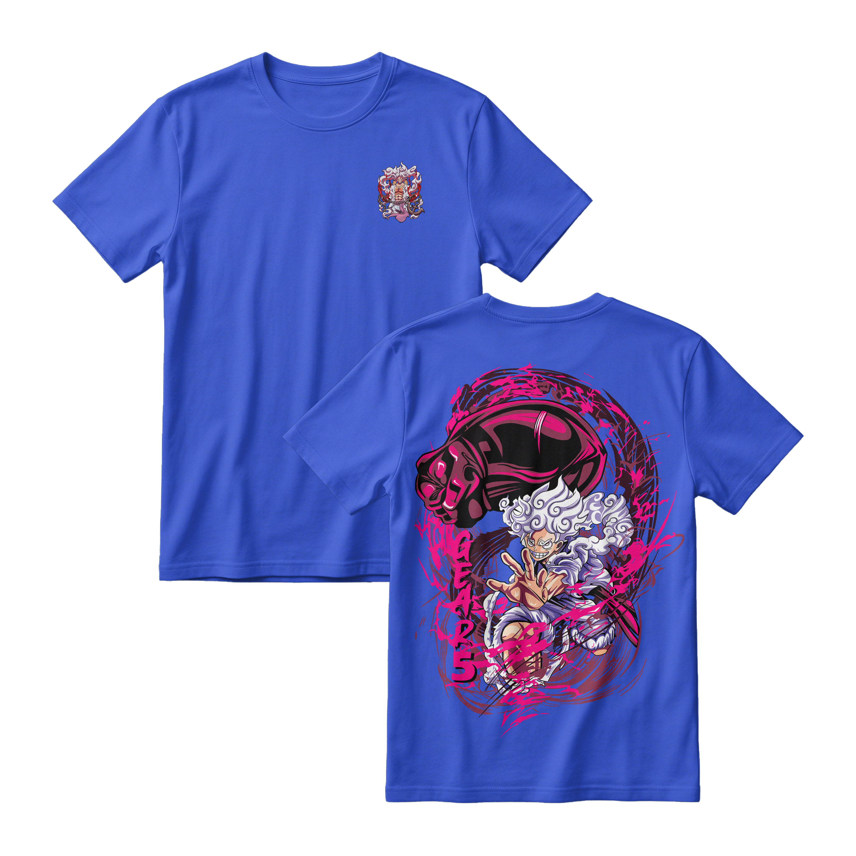 Anime One Piece Monkey D. Luffy Short Sleeve Tee - ROYAL-BLUE