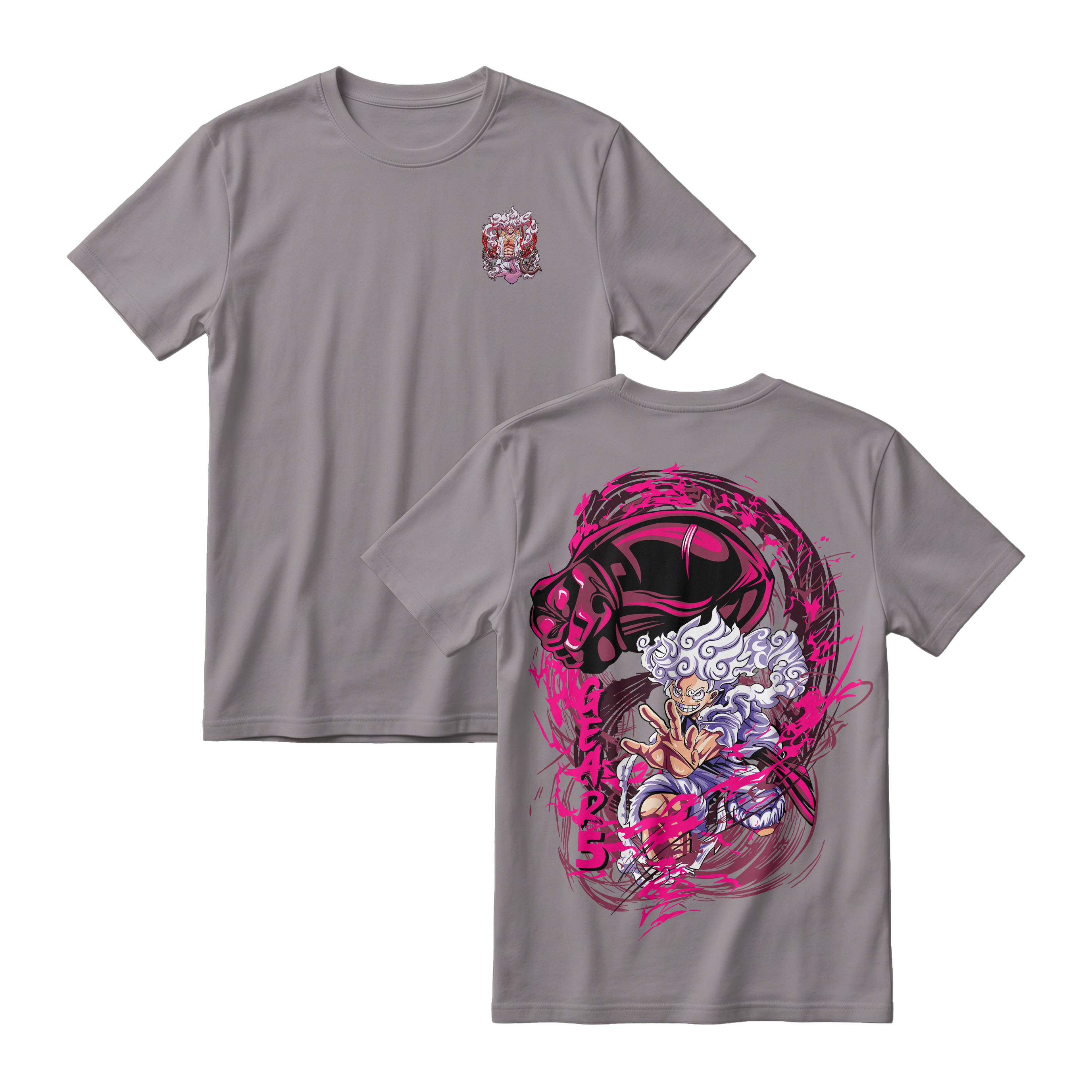 Anime One Piece Monkey D. Luffy Short Sleeve Tee - SMOKE-GREY