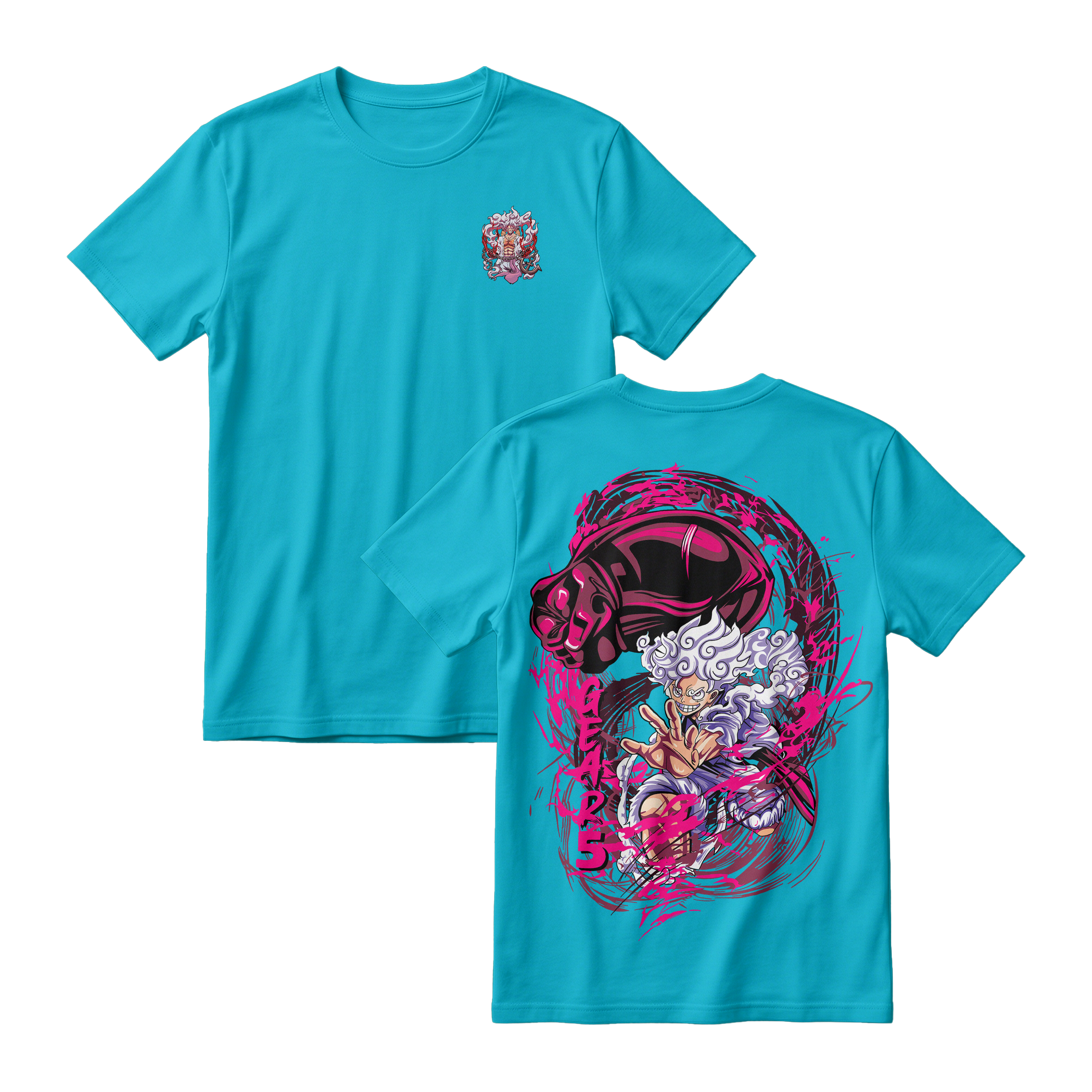 Anime One Piece Monkey D. Luffy Short Sleeve Tee - TIFFANY