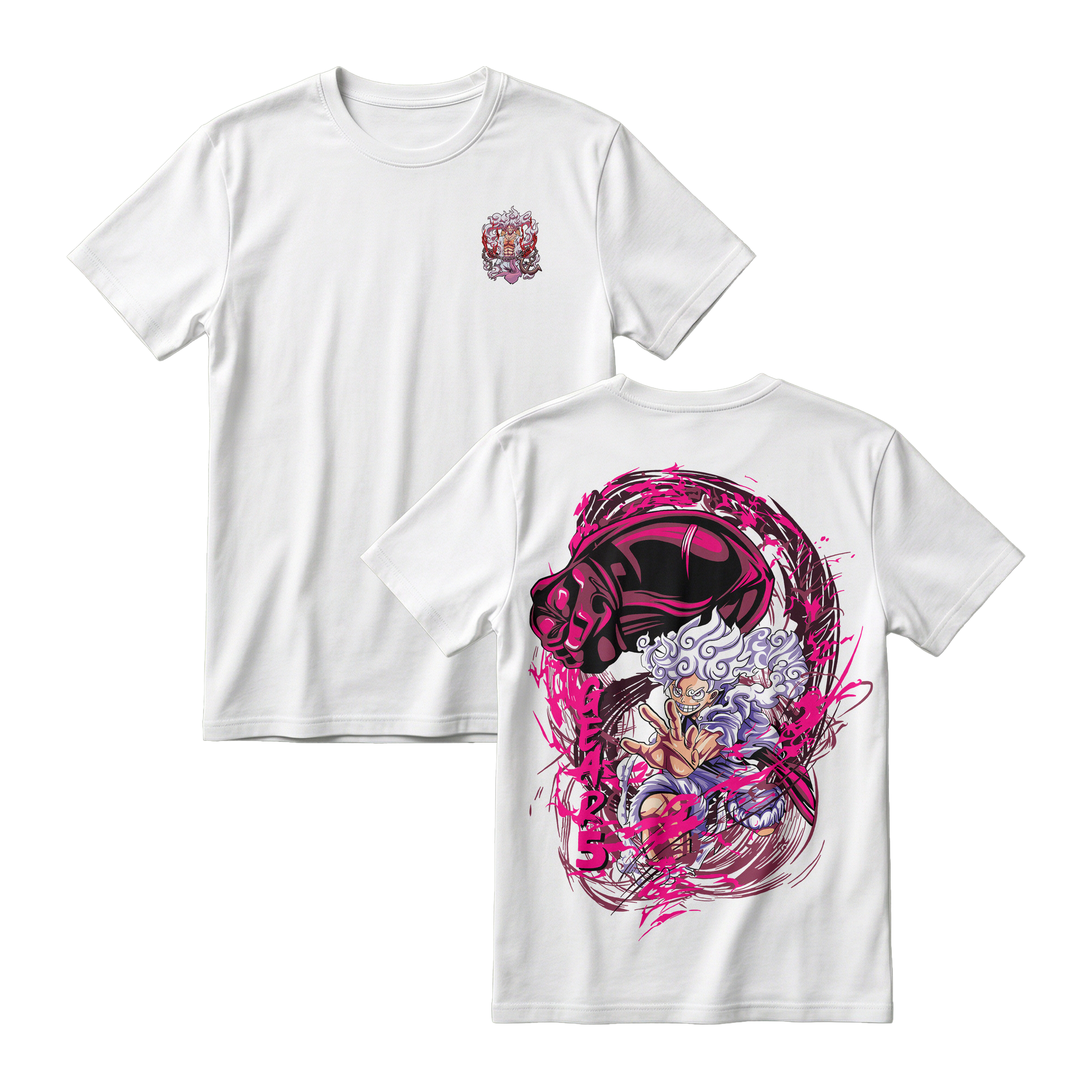 Anime One Piece Monkey D. Luffy Short Sleeve Tee - WHITE